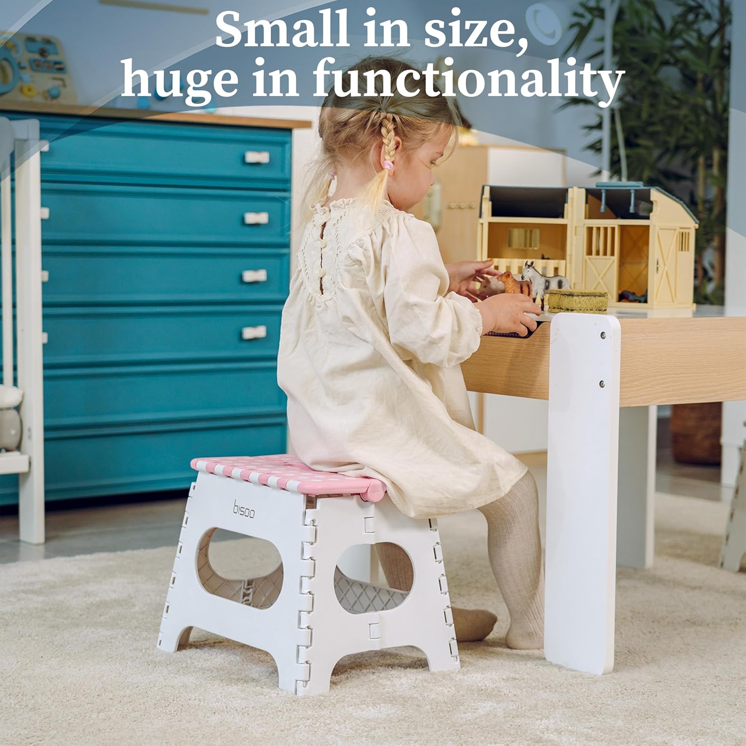 Bisoo - Tabouret pliable enfant - 27cm - WC portable, sûr, rose