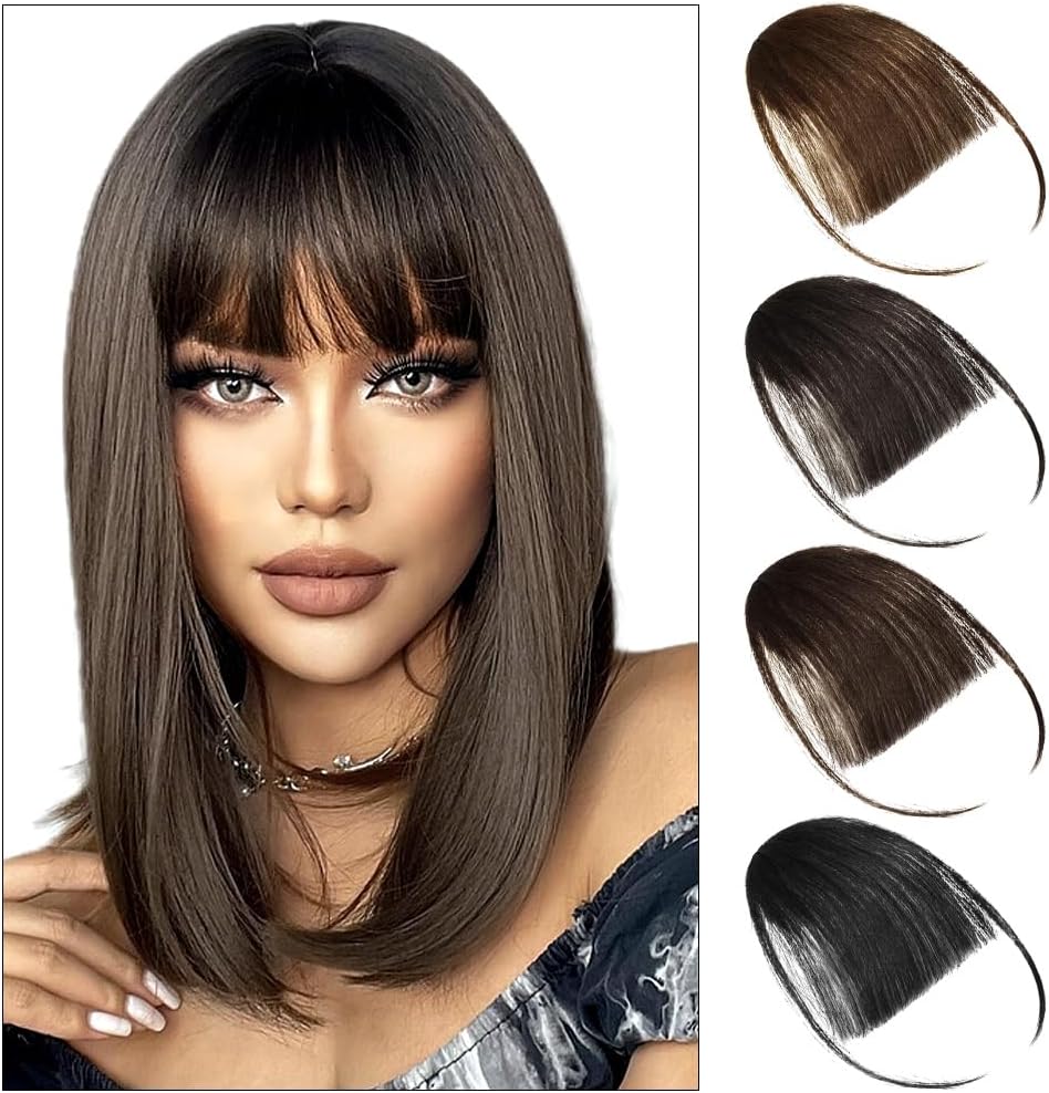 LOPHE - extensions à clipser - frange incurvée brun noir - transformation rapide