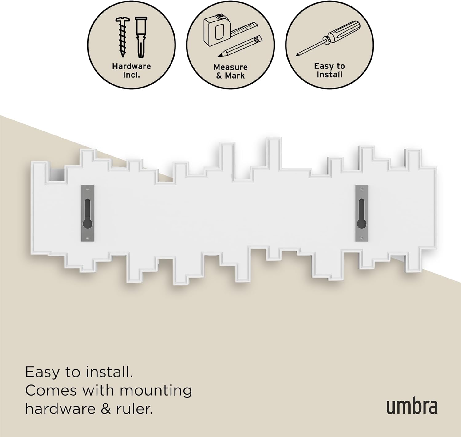Umbra - sticks - patère murale 5 crochets rabattables blanc