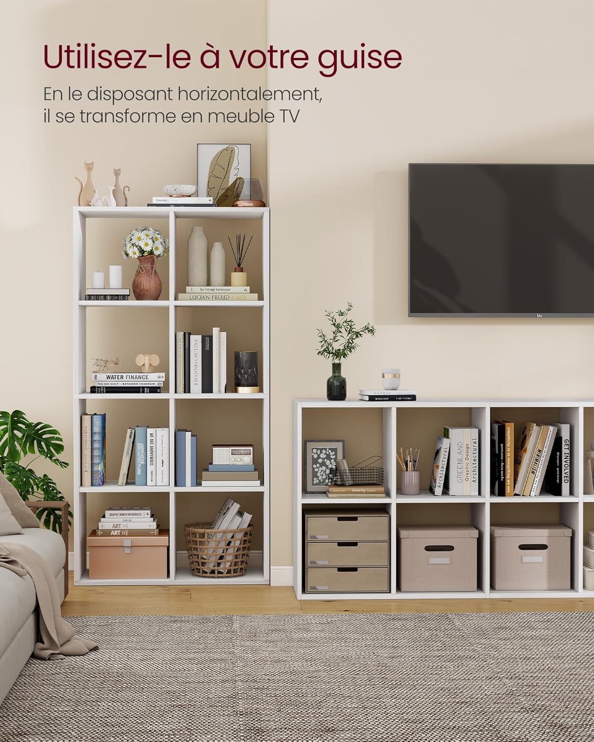 VASAGLE - Custos Collection, étagère 4 niveaux 30x98x130 cm, blanc, LBC408WB01