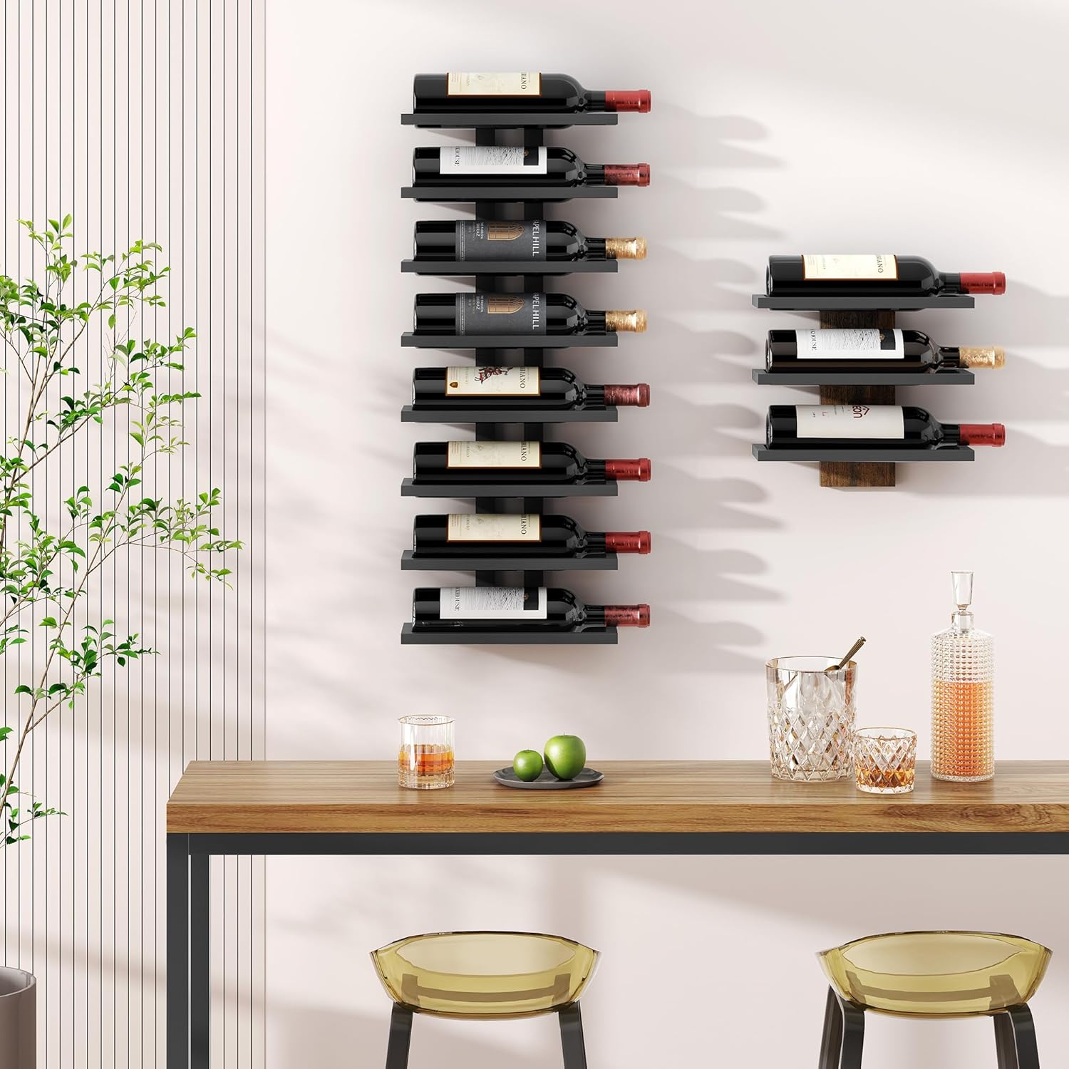 Favoosty – Étagère à vin murale, métal, 8 niveaux, noire, FAVOOSTY