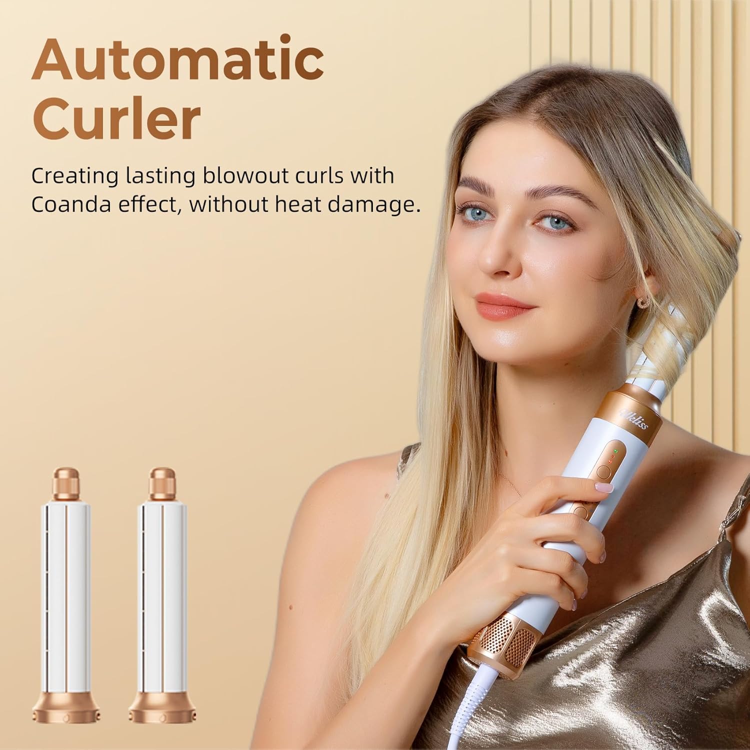 UKLISS - Sèche-cheveux 7 en 1 - design compact - brushing, boucle, lisse