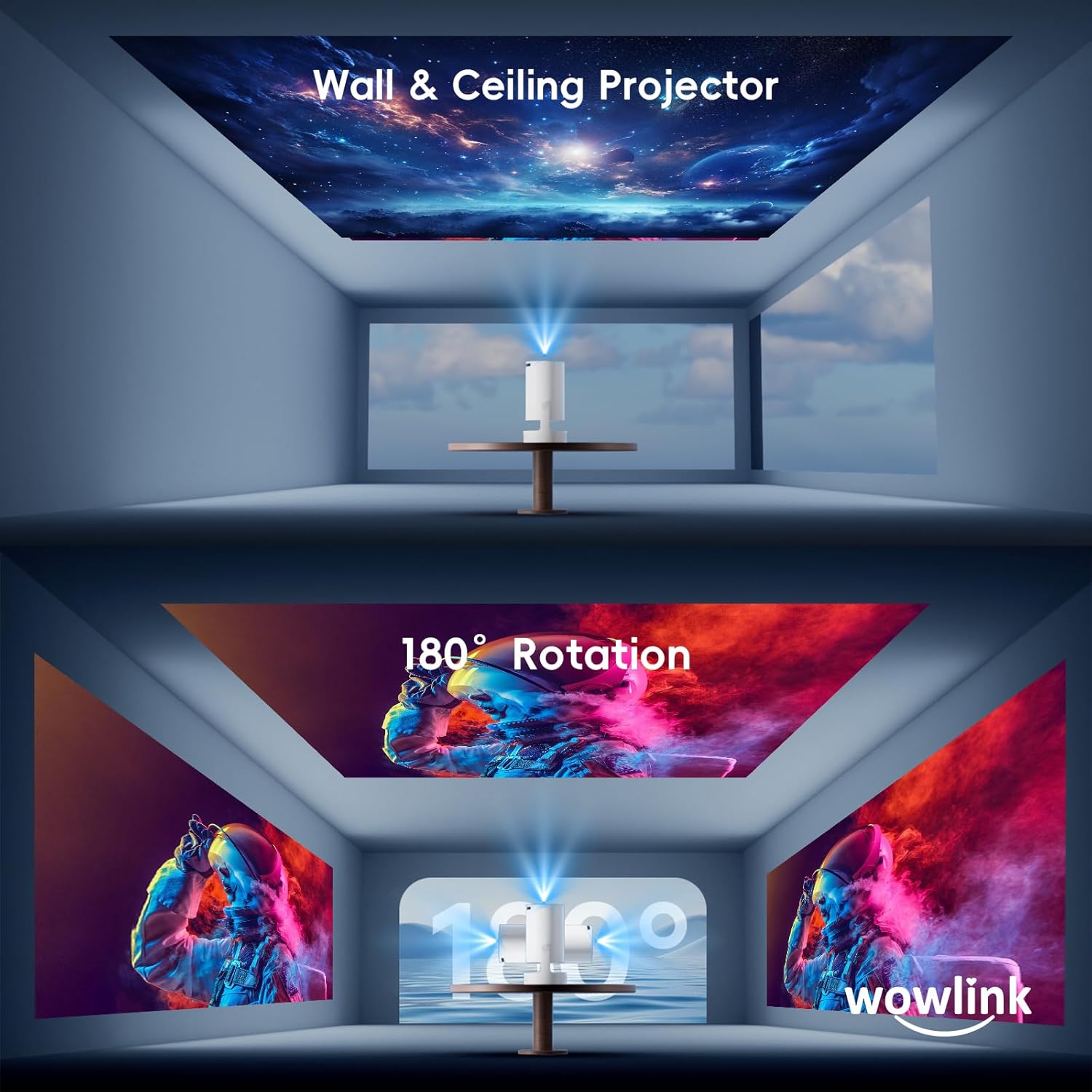 Vidéoprojecteur compact WiFi 6 Bluetooth 5.4 4K 180° AUTO KEYSTONE