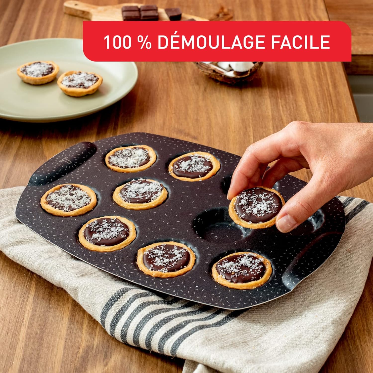 Tefal - moule 10 mini tartelettes - aluminium recyclé - antiadhésif performant - PerfectBake Mini J5735002