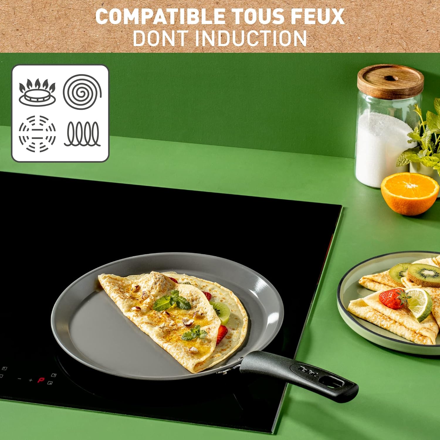 Tefal - Renew - poêle à crêpe 28cm, céramique, induction, Eco, C4253913