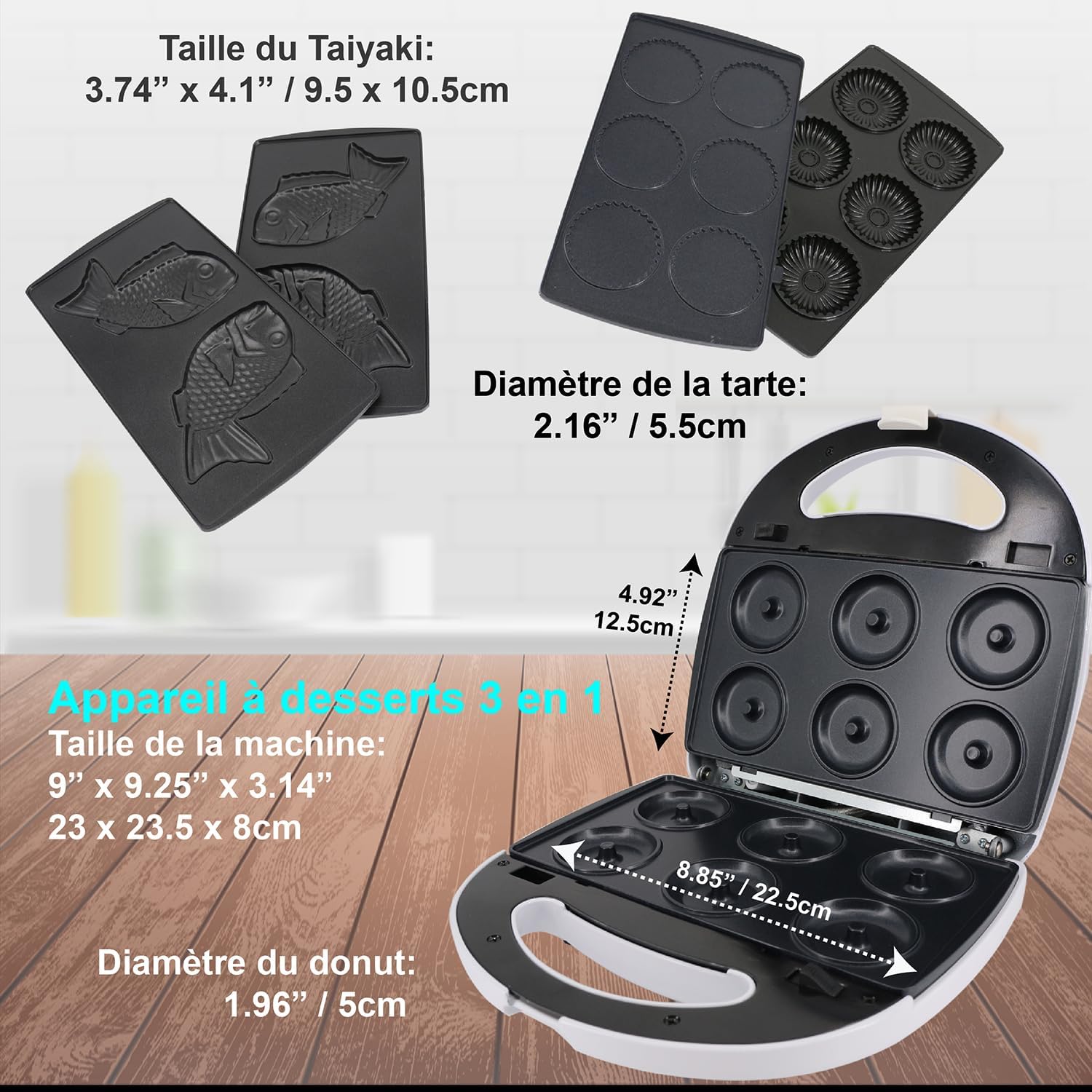 StarBlue - appareil 3 en 1 avec plaques amovibles, 700-800W, blanc