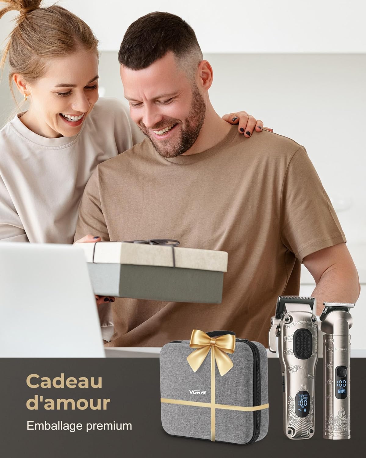 Tondeuse cheveux homme - kit professionnel sans fil - coupe précise, boîte d'emballage