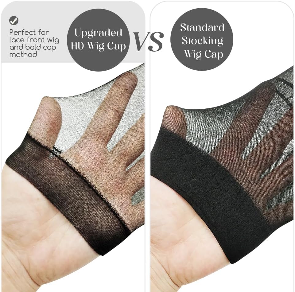 Dreamlover - Bonnet perruque HD ultra-fin - noir - 12 pièces, respirant