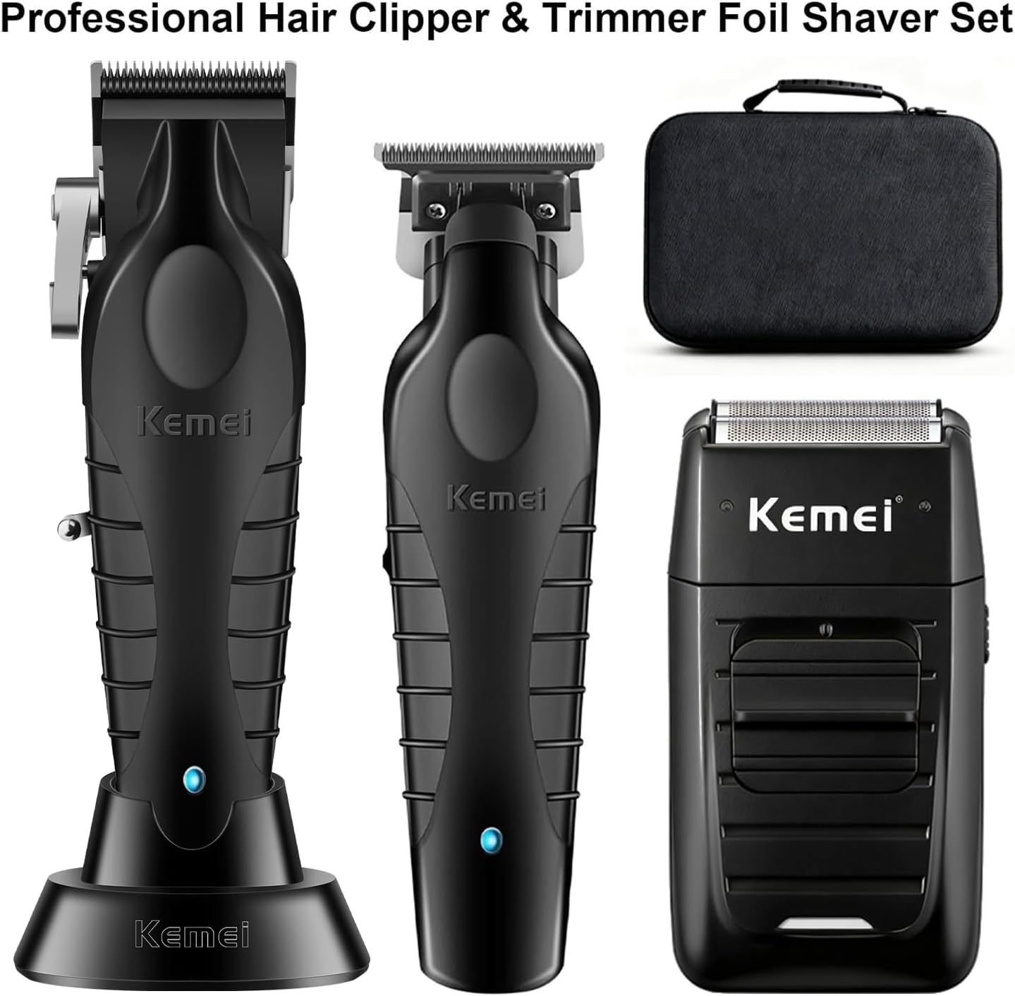 Kemei - tondeuse pro sans fil - aluminium, barbe/cheveux, kit complet