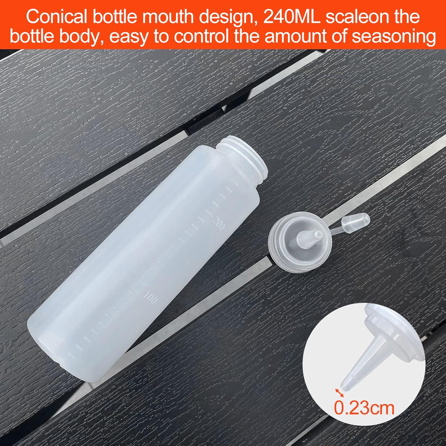 Bouteille sauce - lot de 5 - 250ml - plastique souple, transparent