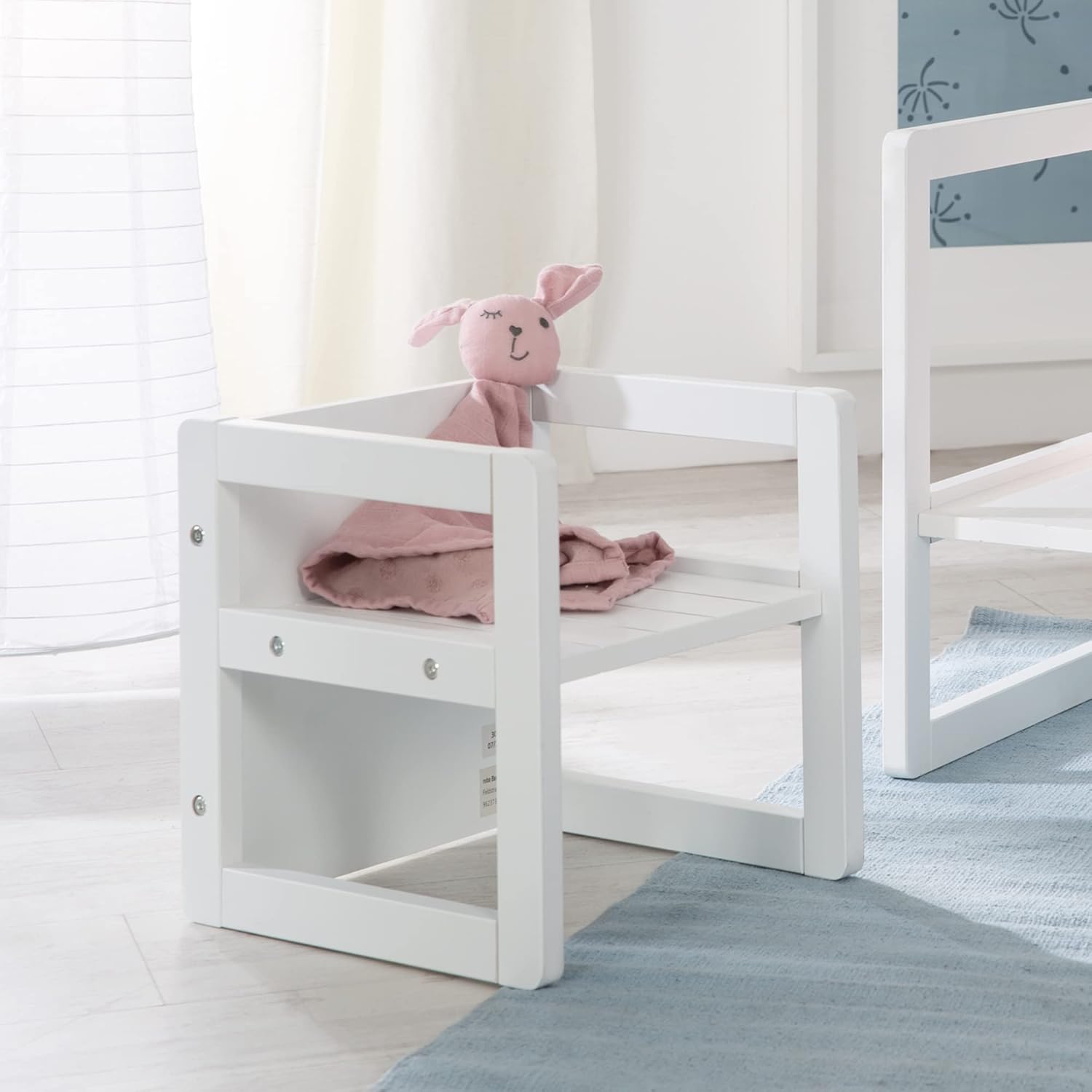 roba - Ensemble Table et Chaise enfant, 3 hauteurs, blanc, style campagne