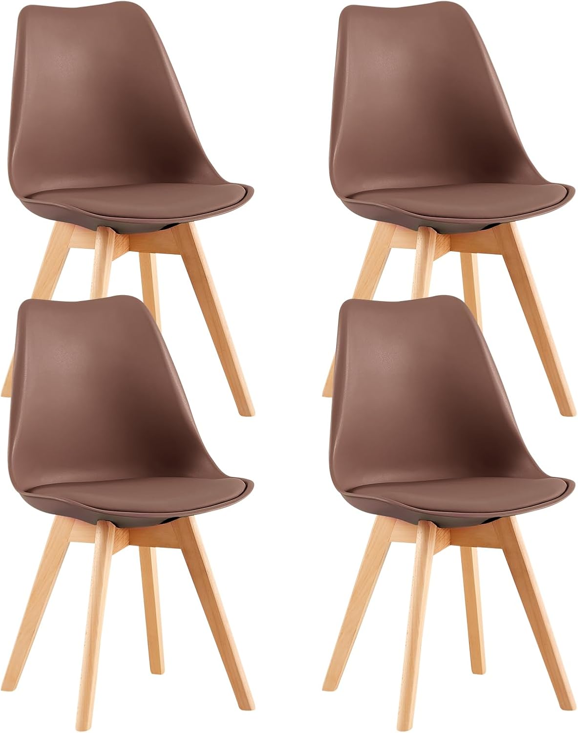 EGGREE - lot de 4 chaises scandinaves - assise rembourrée, pieds bois, 81x48x42 cm - style rétro, testées SGS