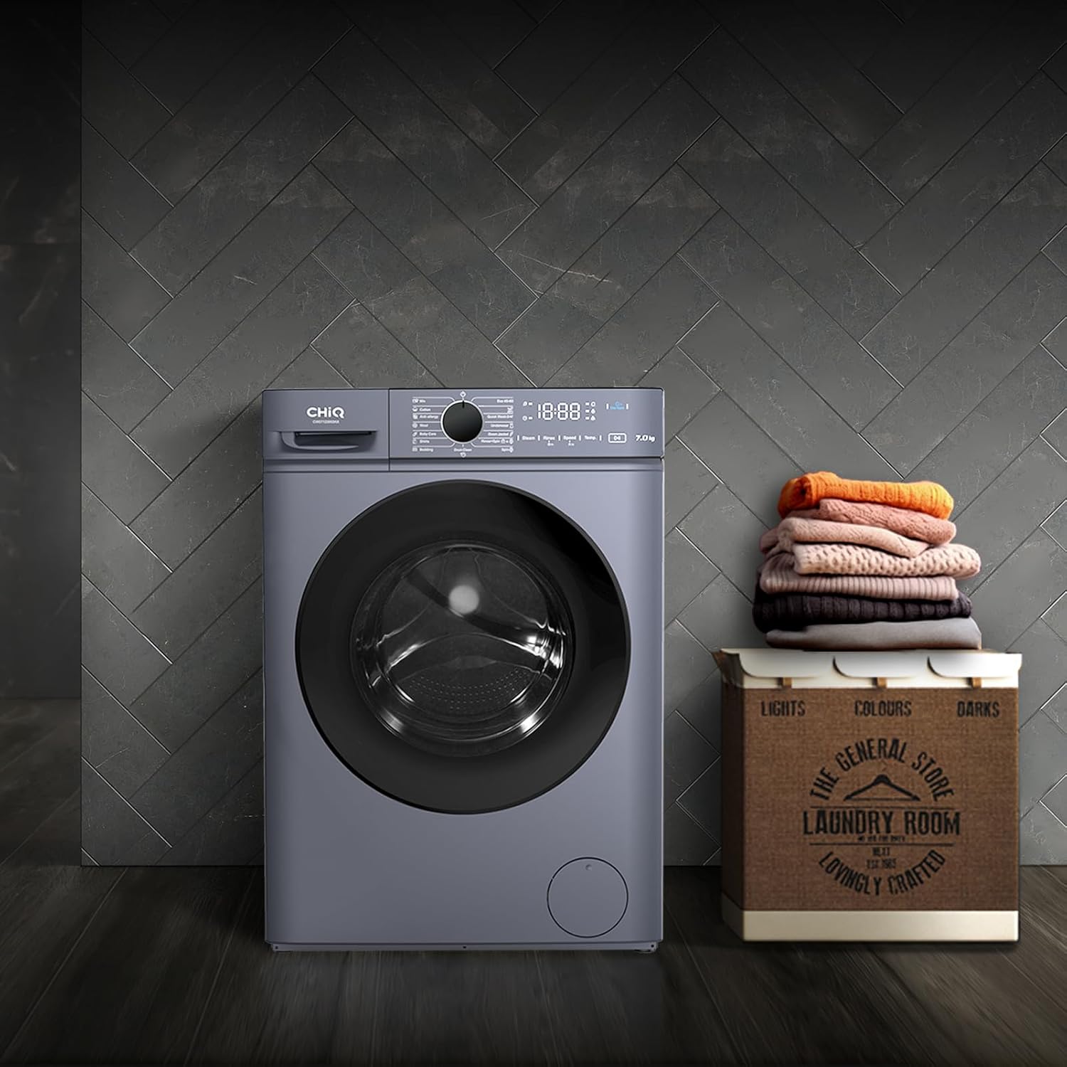 CHiQ - lave-linge compact, 7kg, 1200RPM, vapeur, classe A, 60x46.5x84cm - CW07123863AX