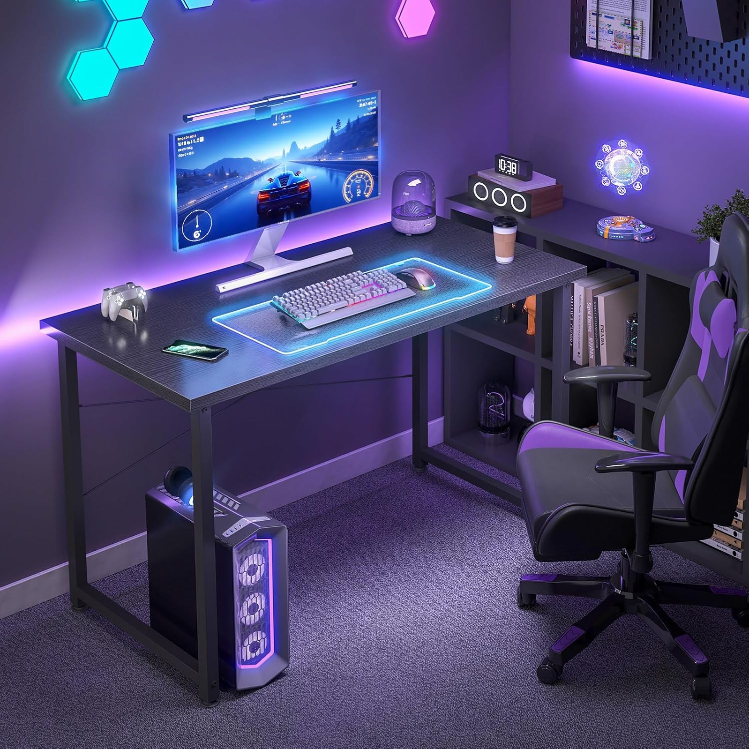 ODK - Bureau informatique compact - 100x48cm - Table d'étude noire