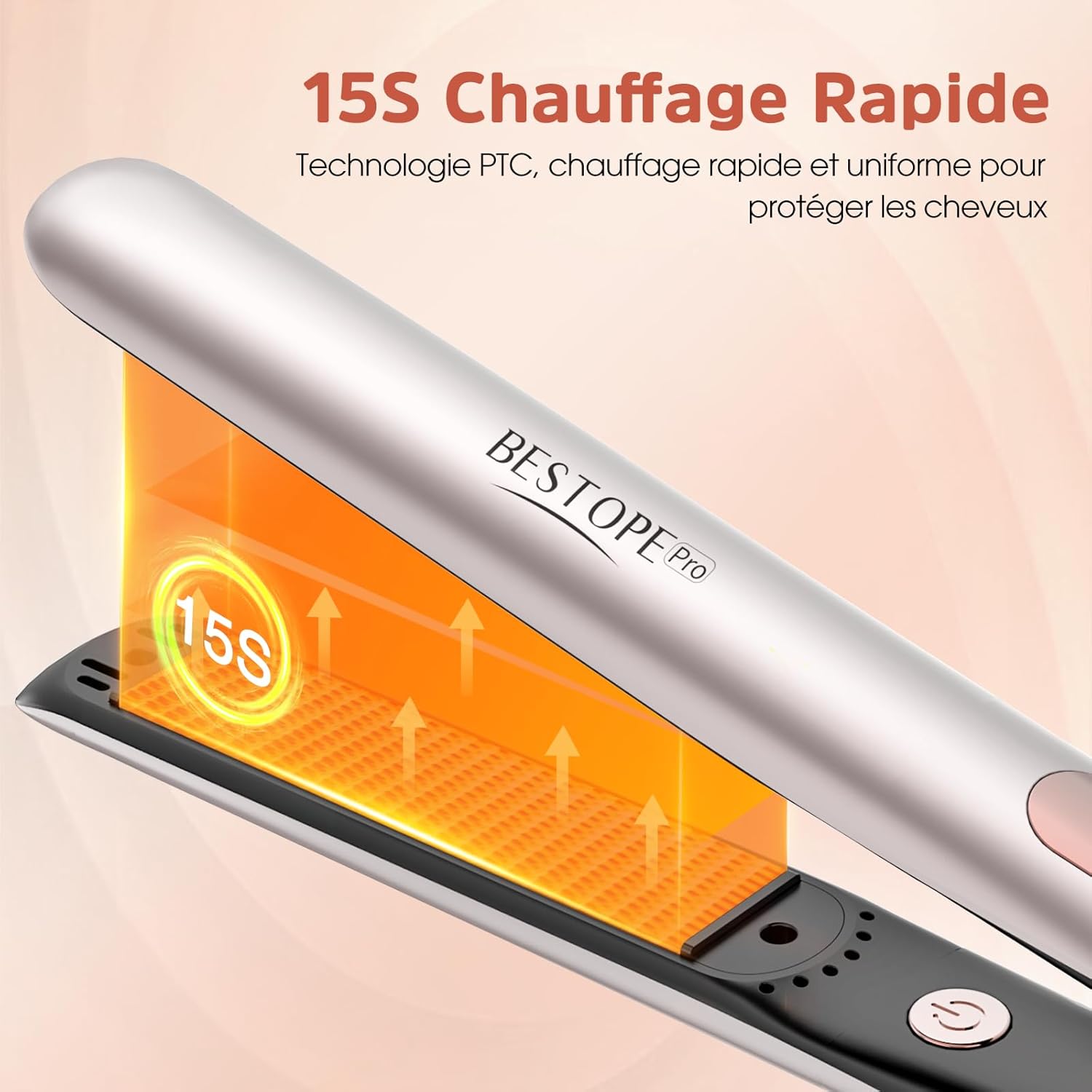 BESTOPE - PRO Lisseur 2en1 céramique, écran LCD, 120-230°C, cheveux épais