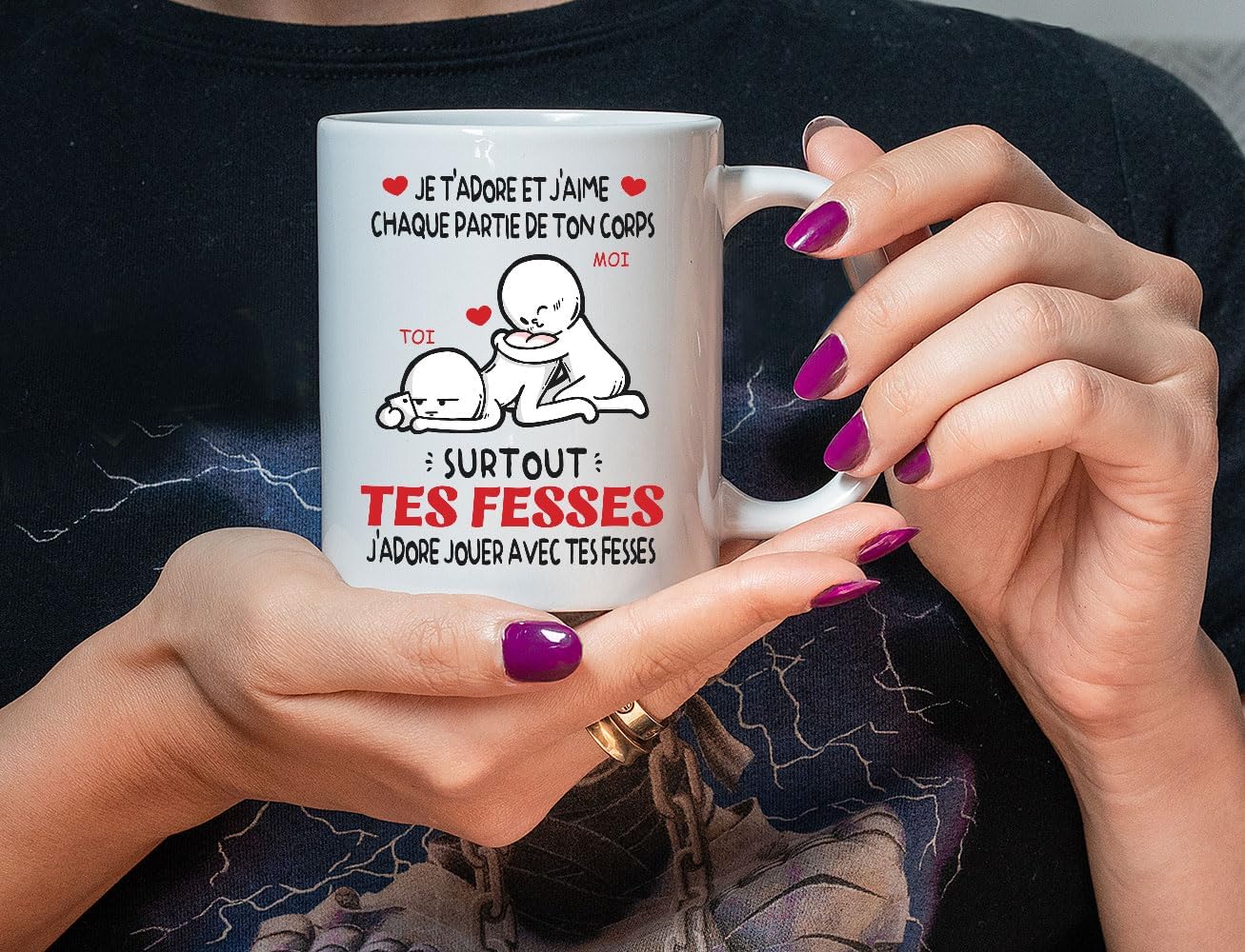 Mug - tasse couple humour cadeau original amoureux, 325ml, céramique