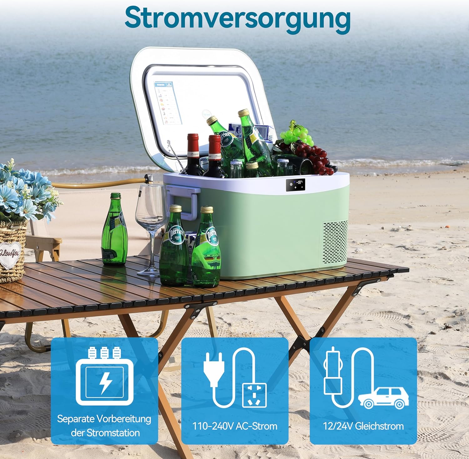 BINGI - compresseur glacière portable 12,8L, 12/24V CC, 230V AC