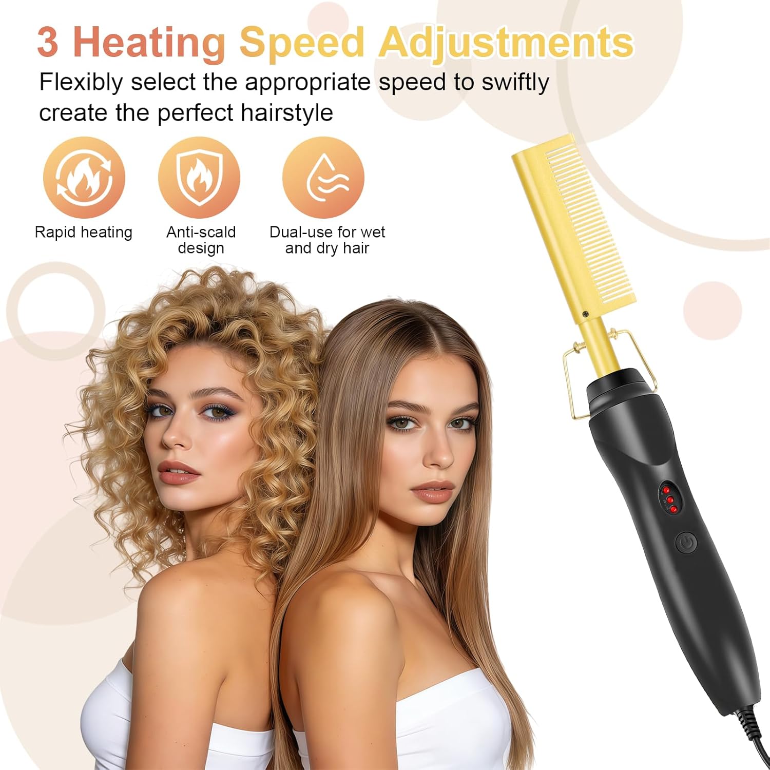 Flintronic - Peigne Chauffant 2 en 1, 180°C, céramique, barbe et perruque