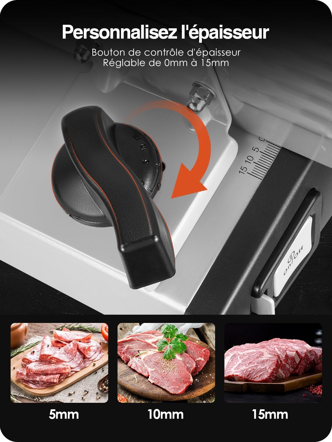 YASHE - trancheuse électrique 250W - 19cm, 0-15mm, 2 lames