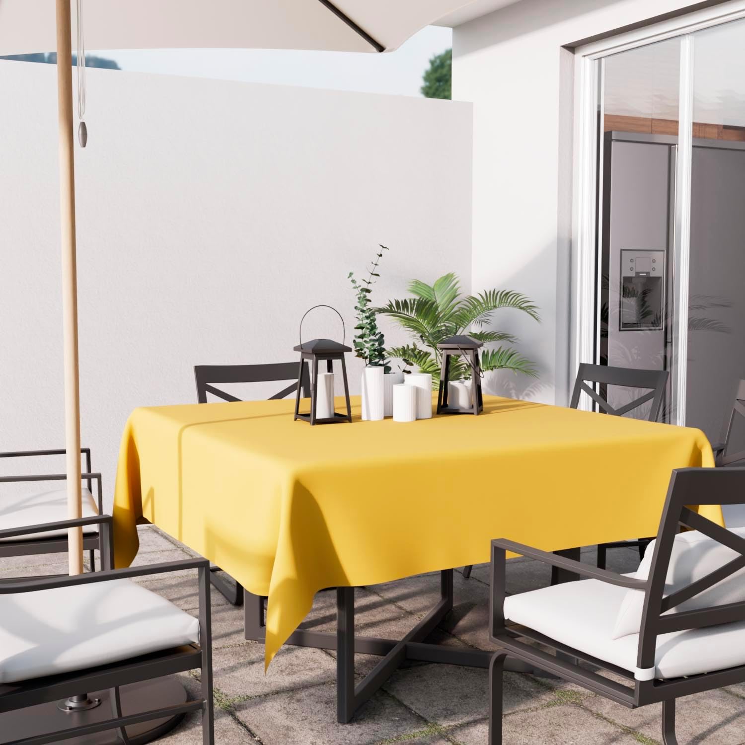 Soleil d'Ocre - Nappe carrée anti-taches - 140x140 cm - polyester, jaune radieux