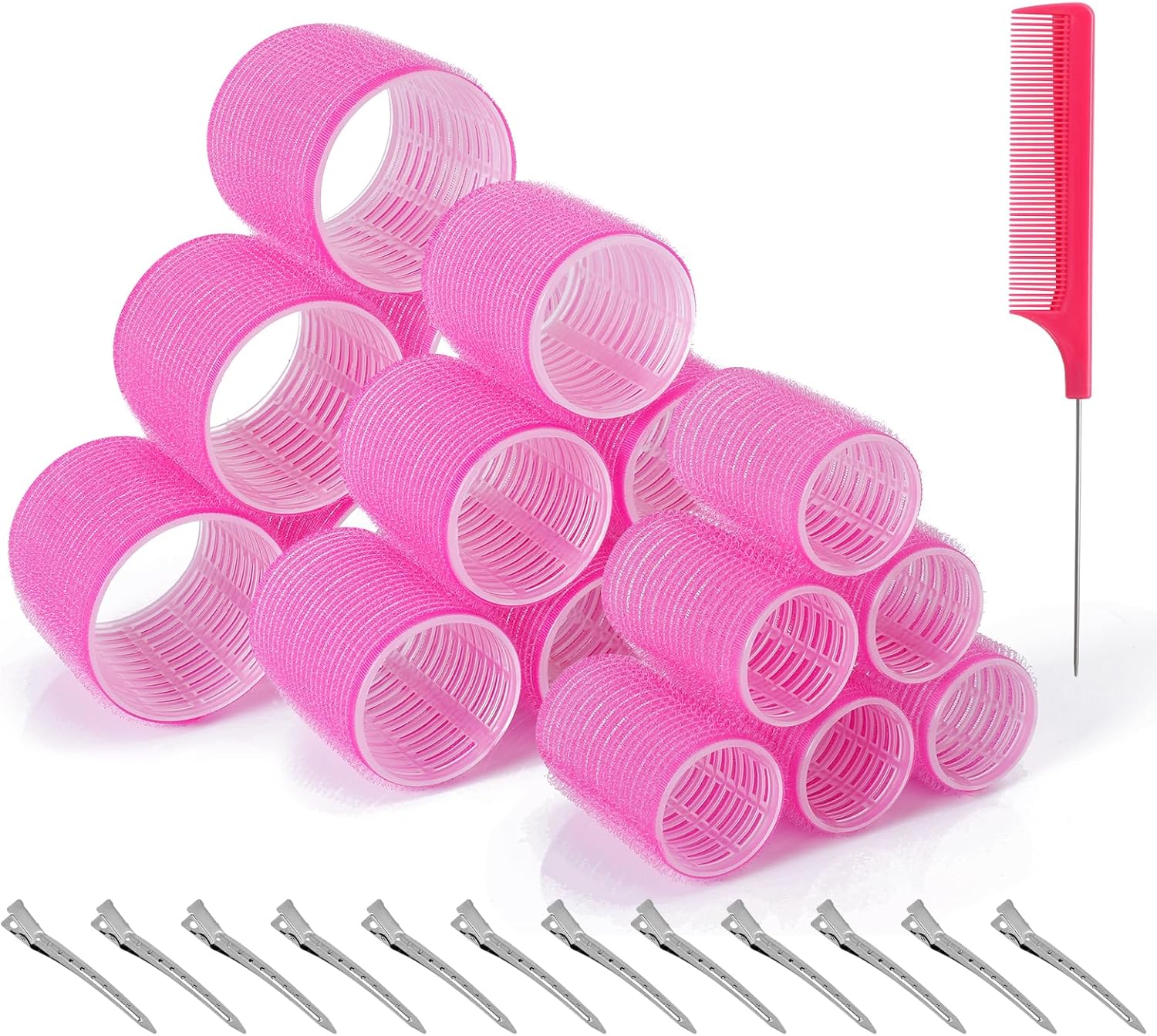 Romon - Set de bigoudis chauffants 3 tailles avec pinces et peigne