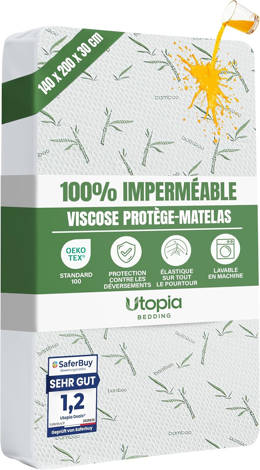 Utopia Bedding - protège-matelas 140x200x30 cm - imperméable, respirant, Oeko-Tex