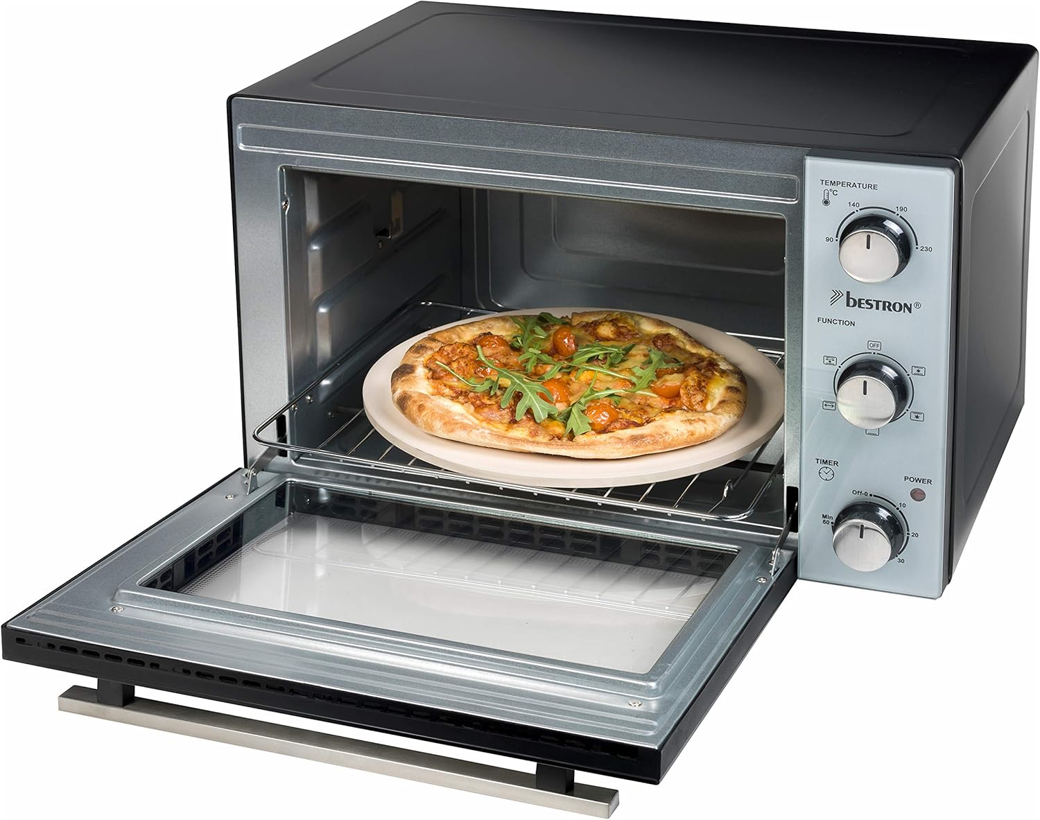 Bestron - four compact, 31L, broche rotative, pierre à pizza, 1500W