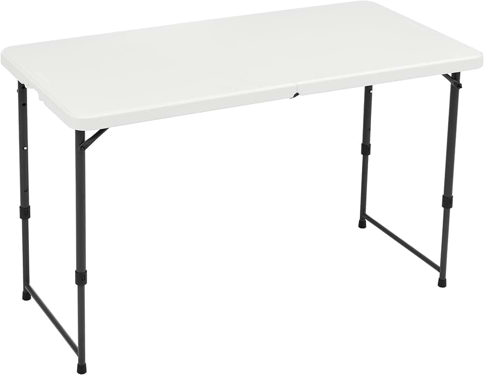 maxii-dealz Basics - Table pliante série blanche - 121x60x86 cm - 4 hauteurs, poignée transport