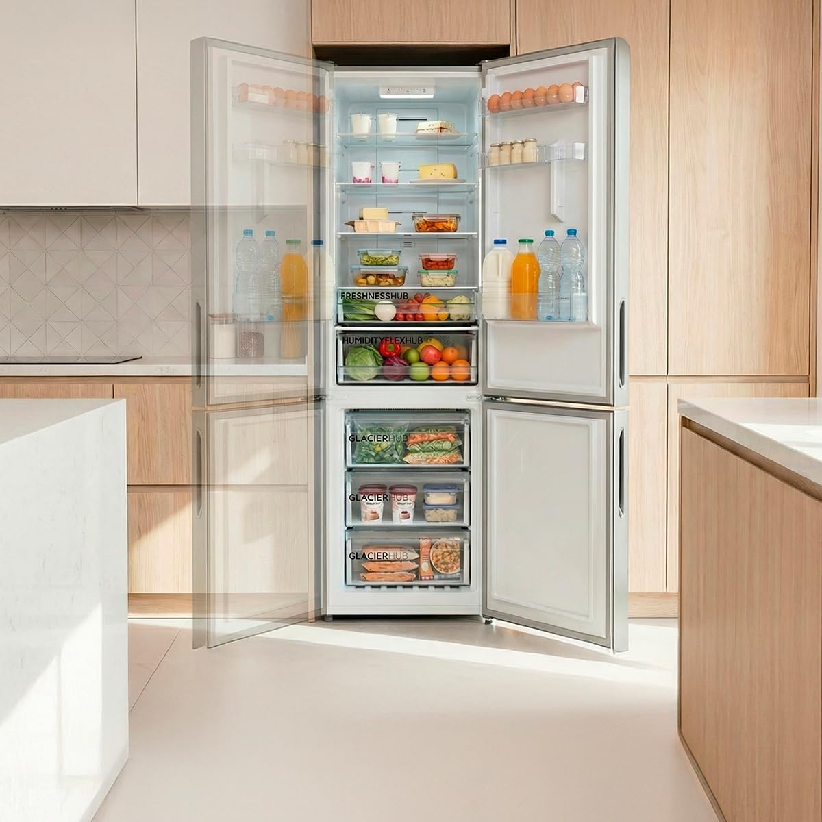 Cecotec - Bolero CoolMarket 356L, 200x59,5 cm, Multi Airflow, E, 356i Black Glass D