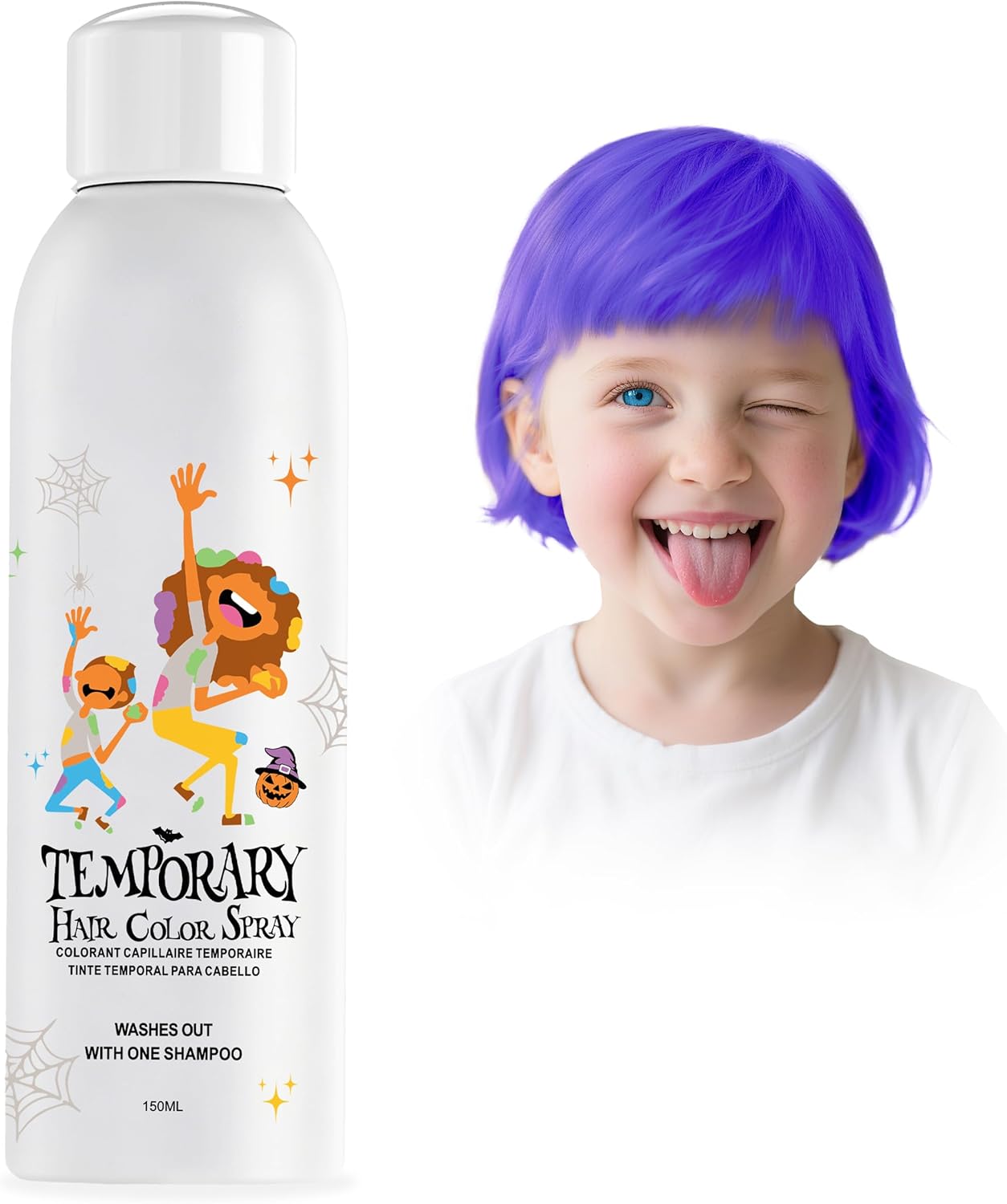 Spray coloration capillaire temporaire - violet - usage unique - lavable