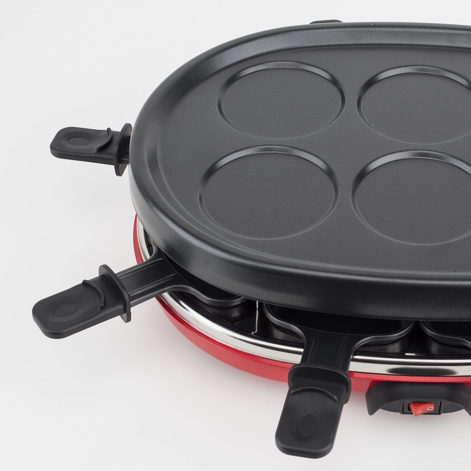 H.Koenig - Raclette multifonction 8p - pierre naturelle, 6 mini crêpes, grill, poêlons antiadhésifs - RP412