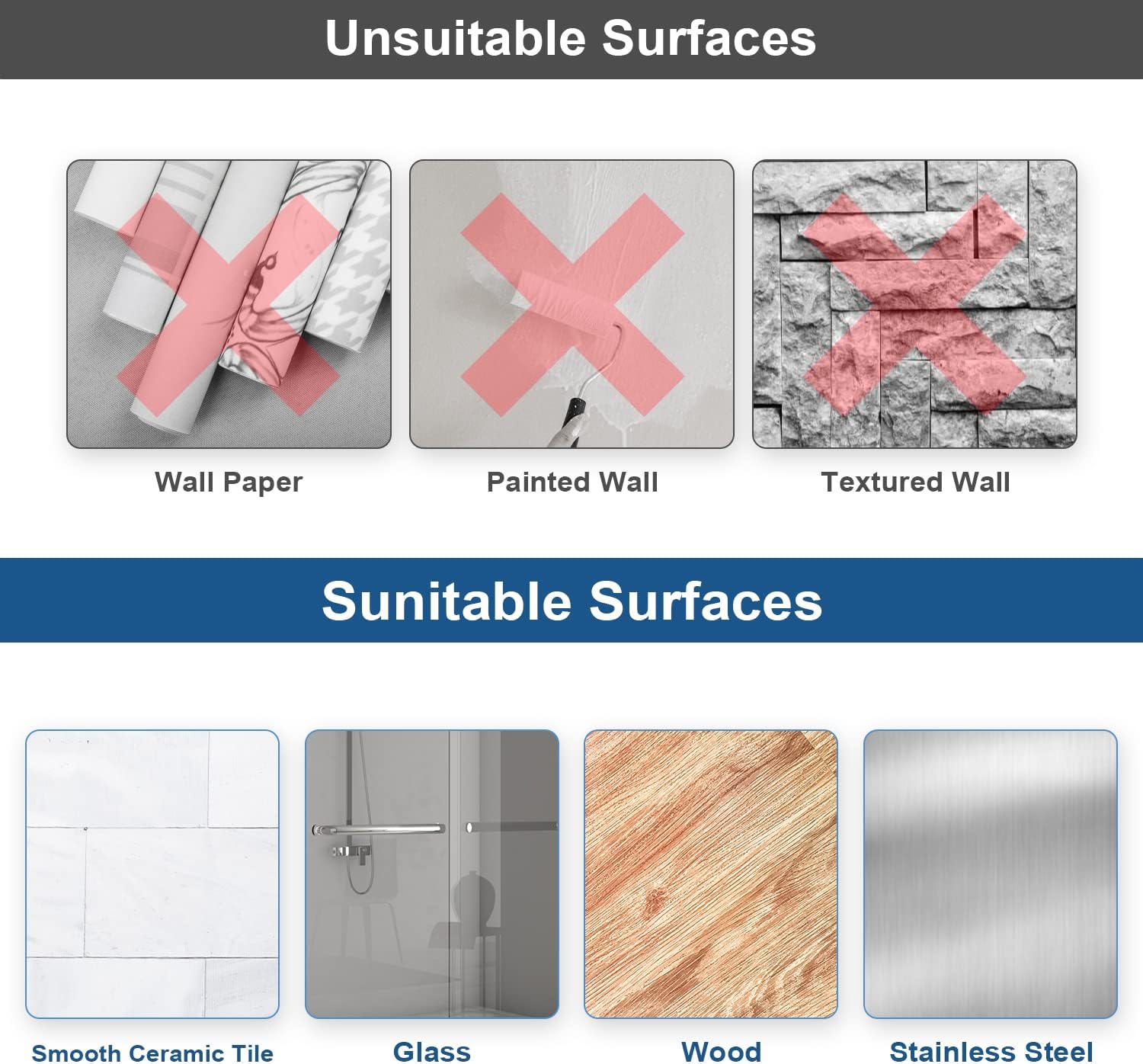 Porte-serviettes mural - inox 304, adhésif, 1 bras, argent brossé, salle de bain/cuisine