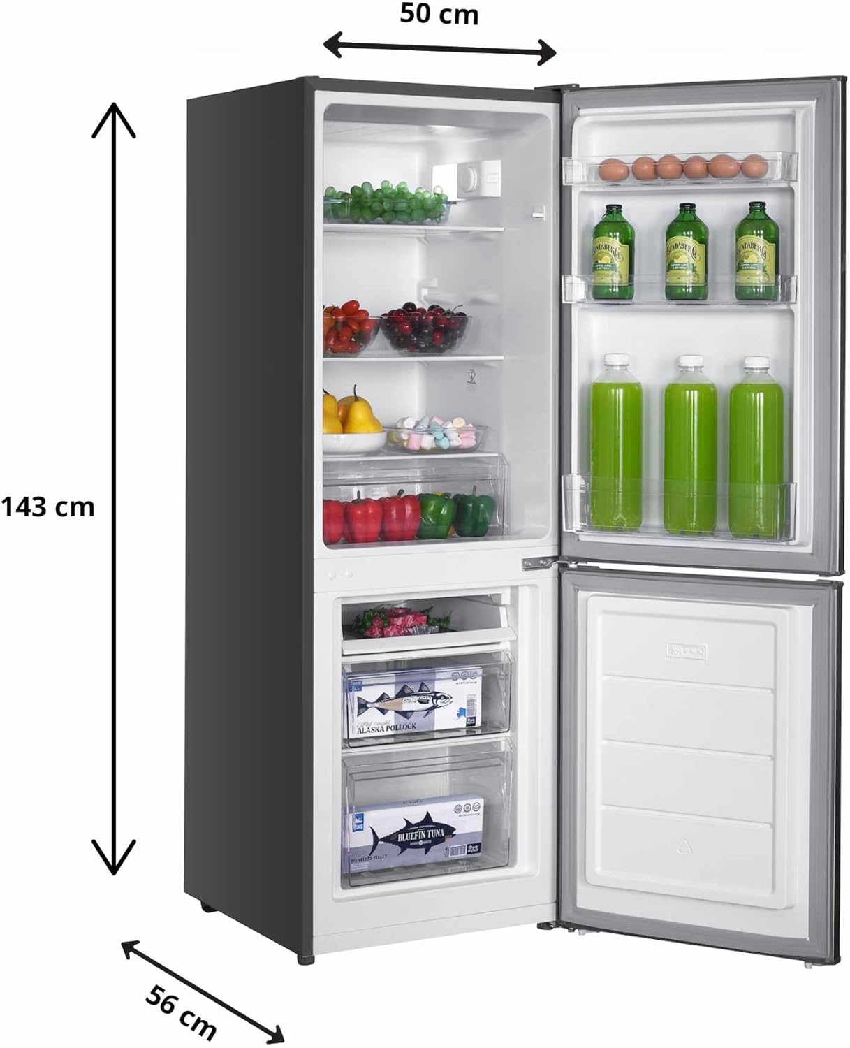 GEDTECH - Réfrigérateur combiné 173L, congélateur bas, 143cm, GCB173SL