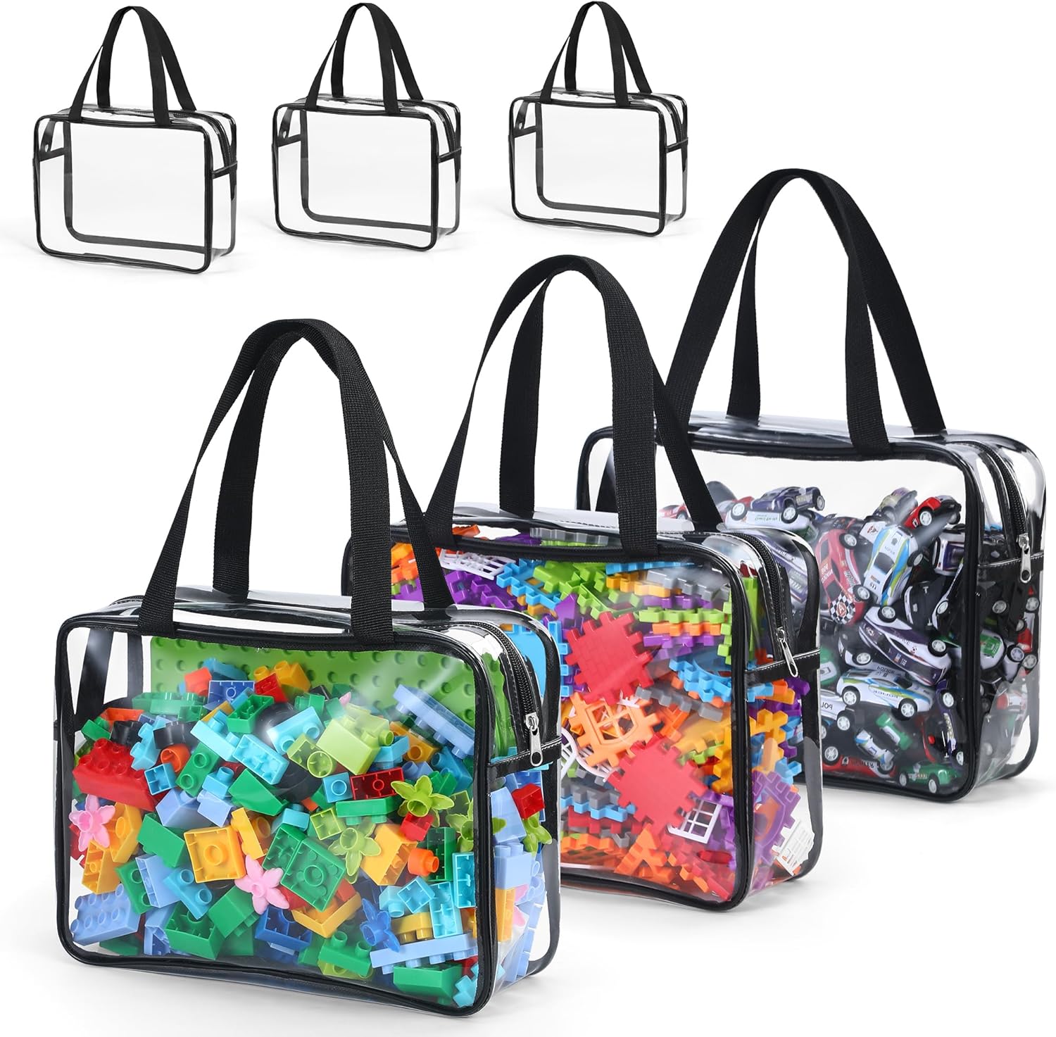 Sacs de rangement jouets enfants – 6 organiseurs voyage, blocs, noir