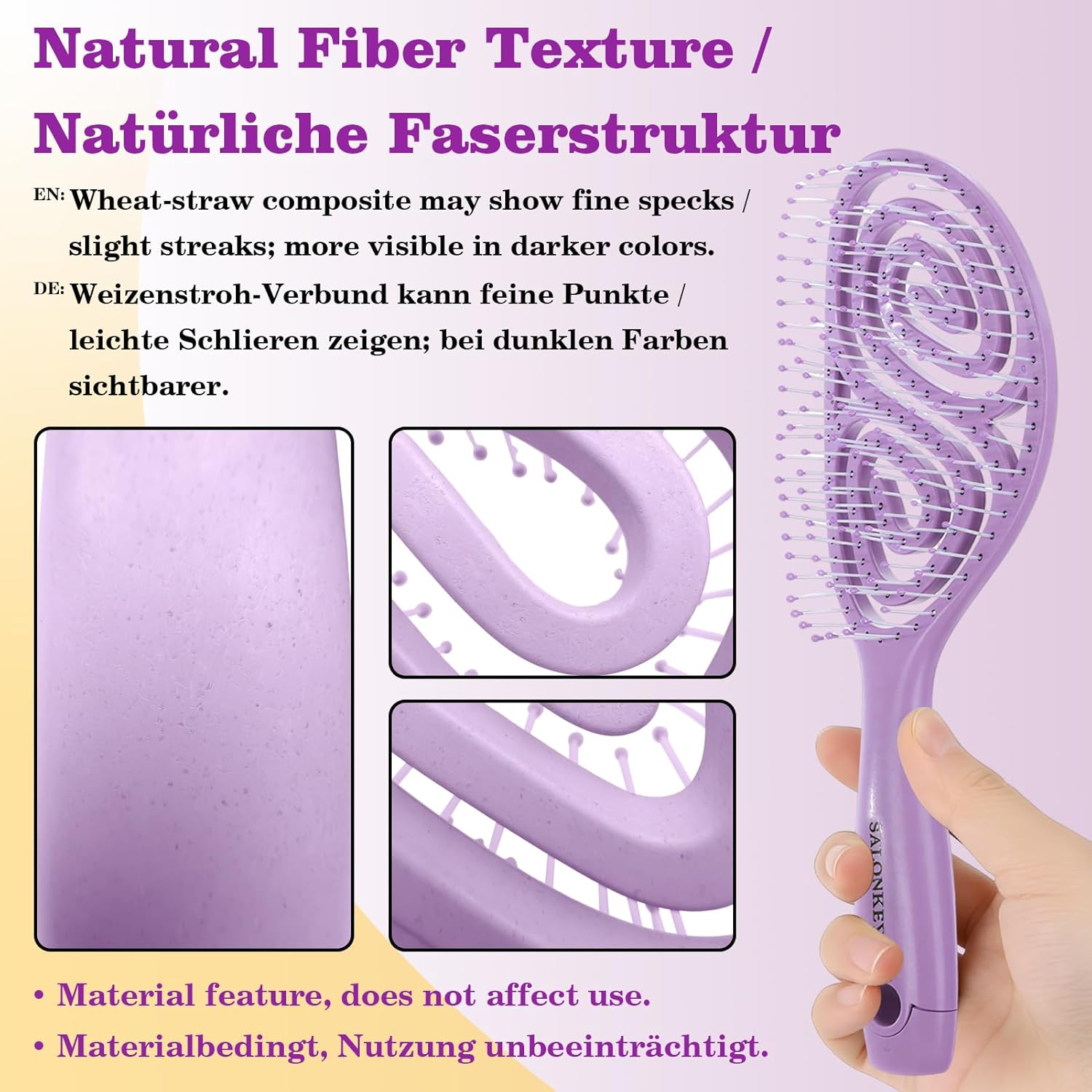 Brosse démêlante cheveux - Wet & Dry - anti-casse, antistatique, violet