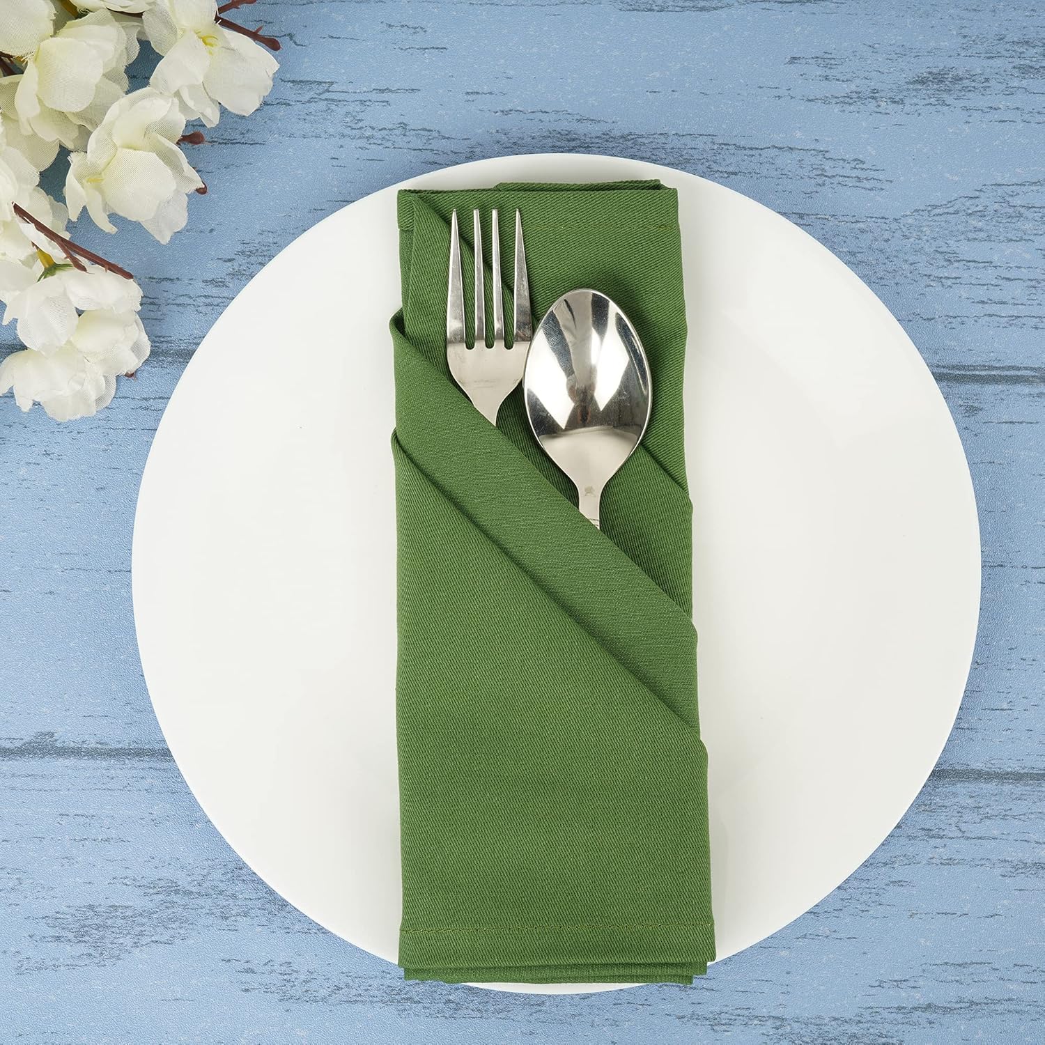 Sweet Needle - serviettes de table surdimensionnées 45x45 cm - coton épais, lot de 12, coins arrondis, vert