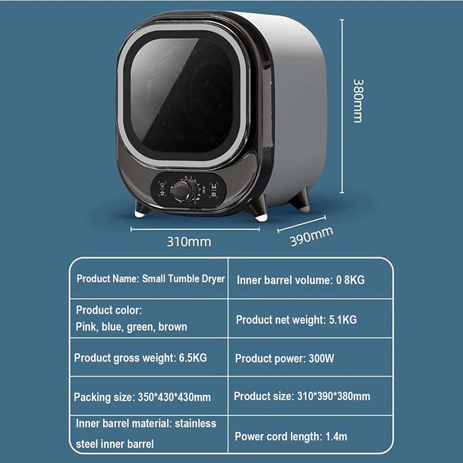 Mini sèche-linge - portable 0,8kg - 7 modes, fixation murale
