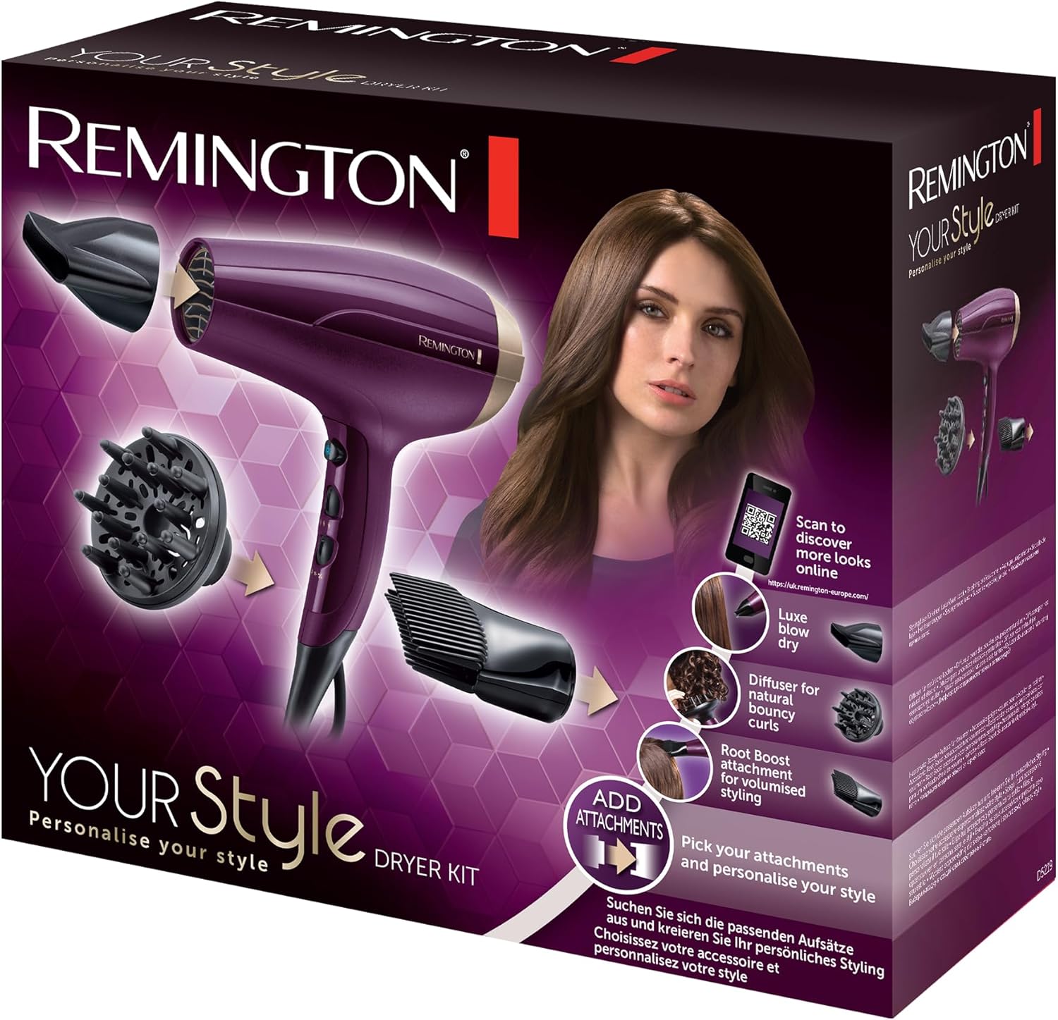 Remington - sèche-cheveux Your Style - 2300W - léger, ionique, brillance, diffuseur volume, D5219