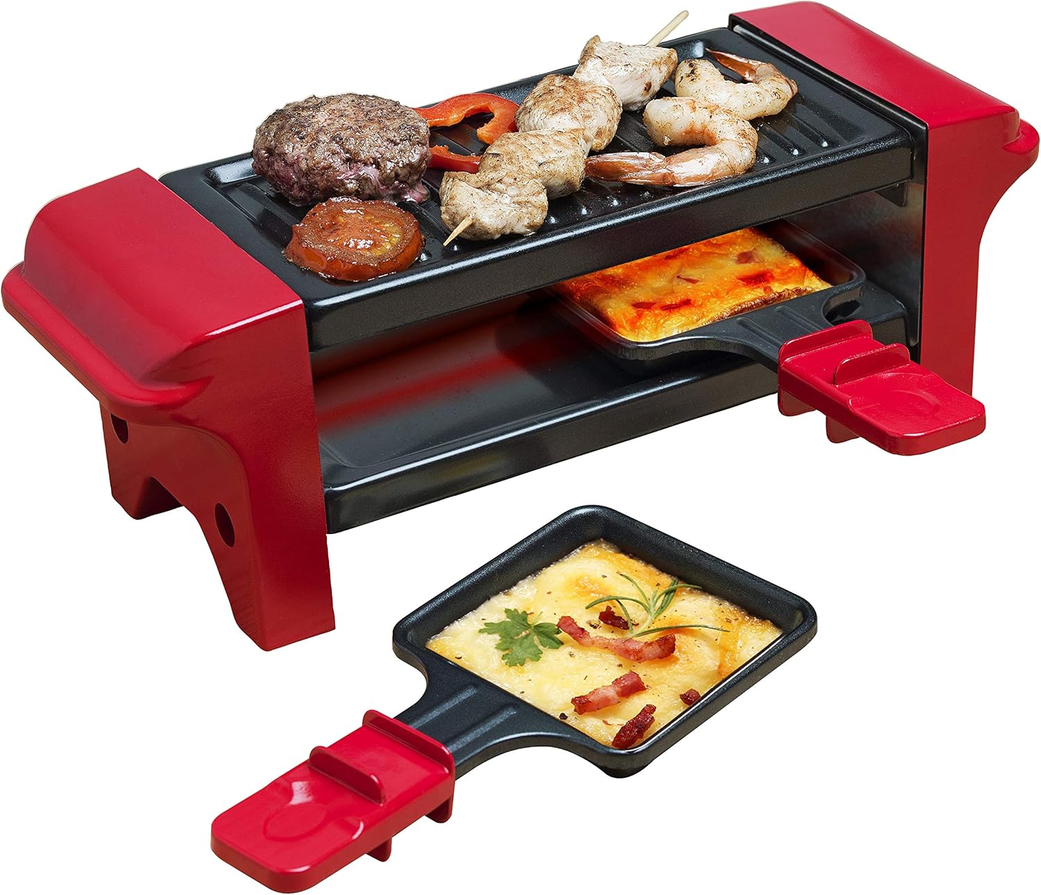 Bestron - mini grill à raclette, 2 personnes, 350W, revêtement antiadhésif