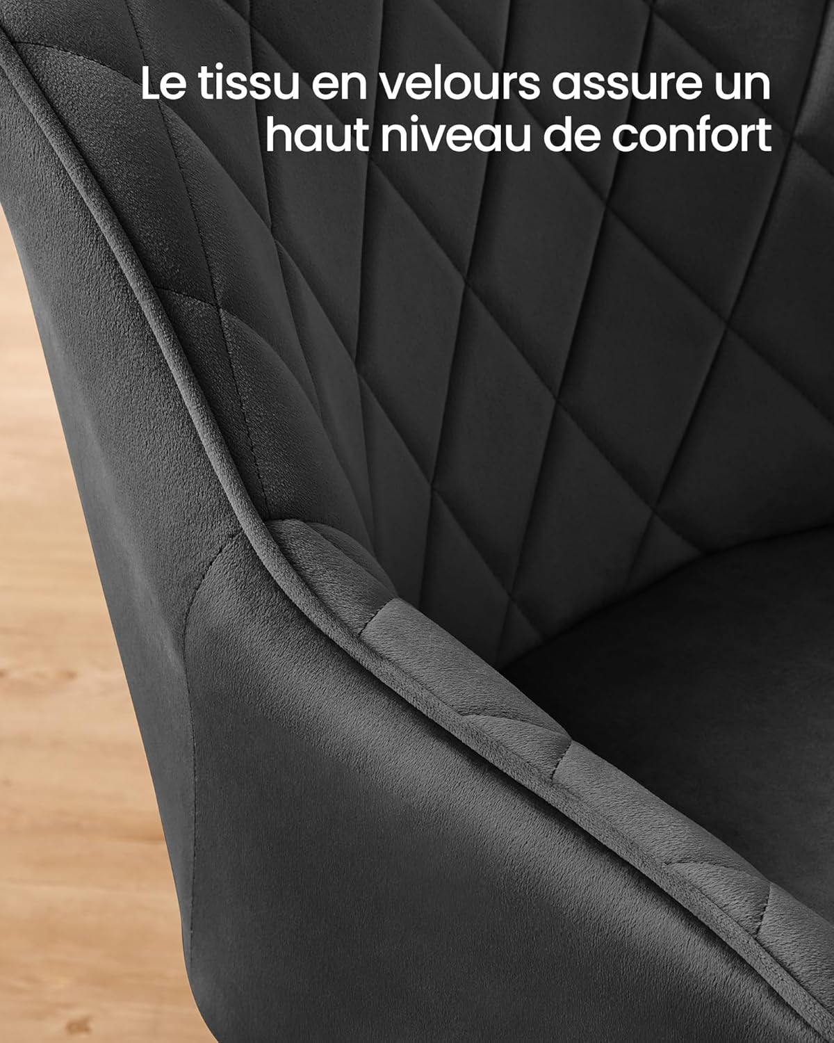 SONGMICS - chaise salle à manger, velours, pieds métal, 49 cm, 120 kg, LDC088B01