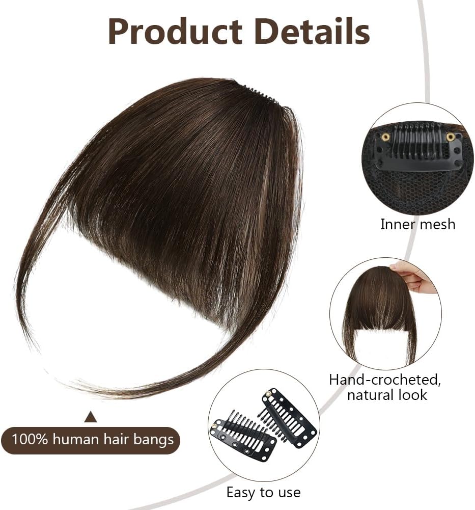 LOPHE - Frange à clip cheveux humains - marron foncé - bangs tressés