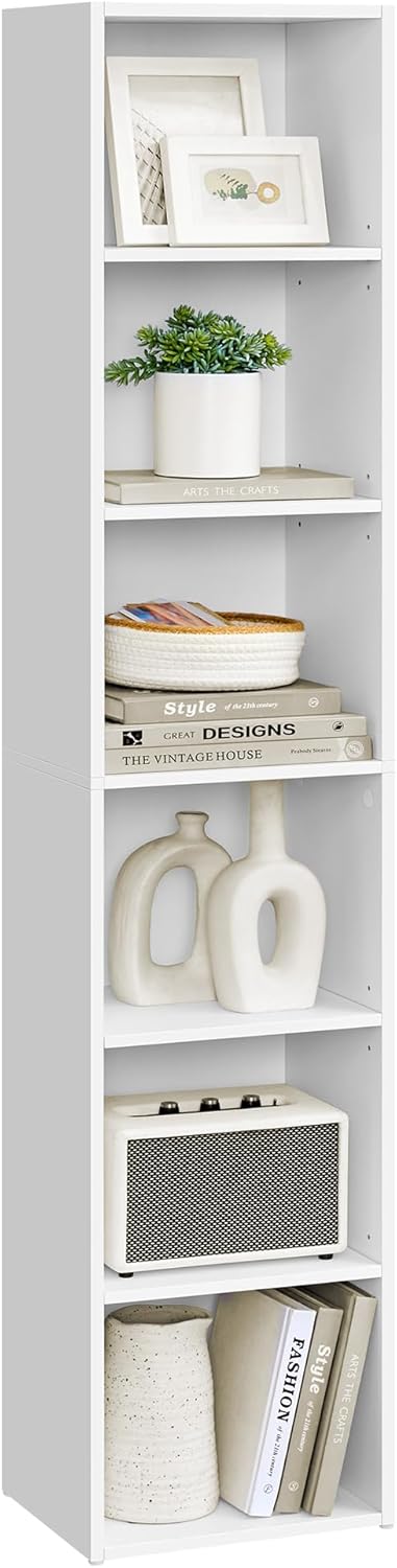 VASAGLE - bibliothèque 6 niveaux, 24x30,2x160,7 cm, blanc, LBC411W01