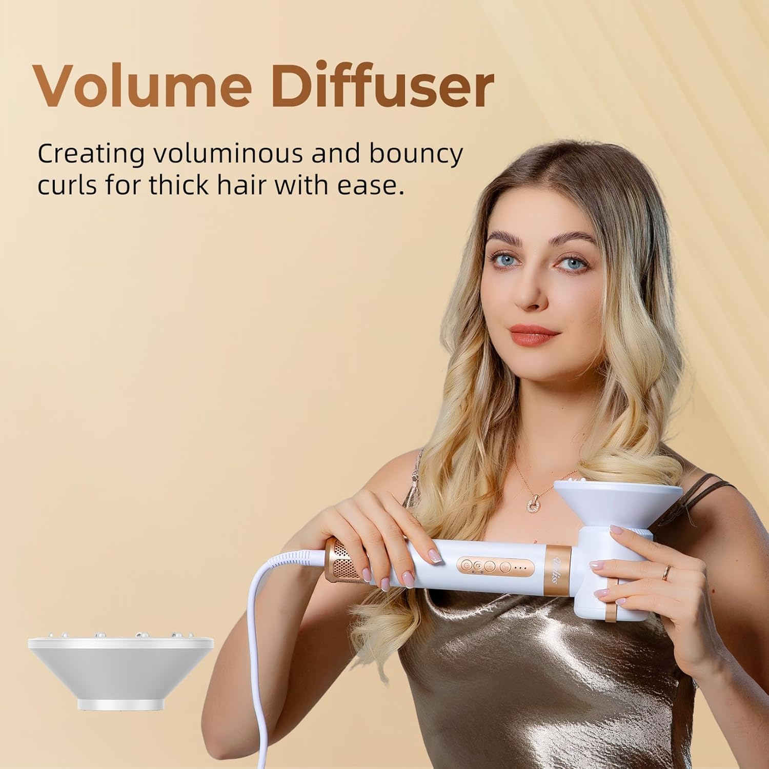 UKLISS - Sèche-cheveux 7 en 1 - design compact - brushing, boucle, lisse