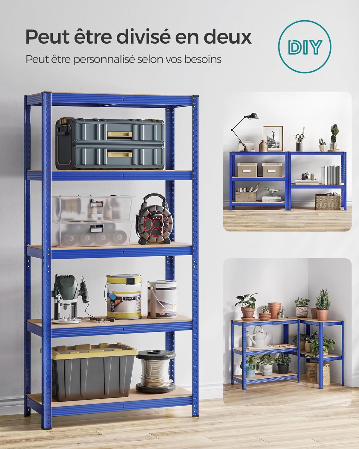 SONGMICS - étagère 5 niveaux - 40x90x180 cm - 875kg, planches réglables, style industriel, GLR040Q02