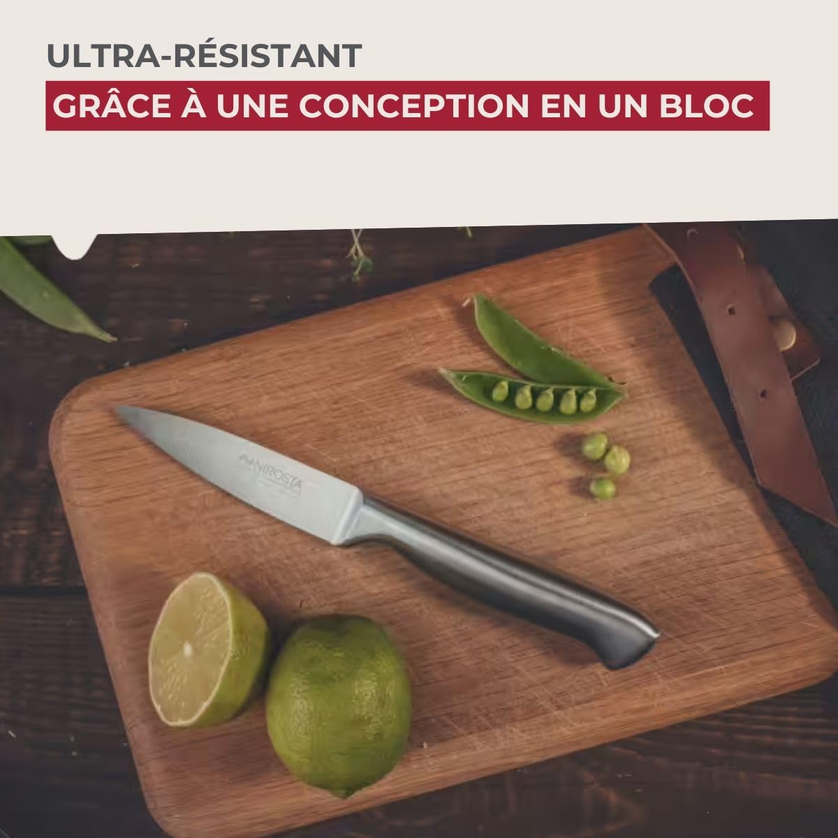 Nirosta - couteau de cuisine série 41836 - 20x2cm lame 8,5cm inox
