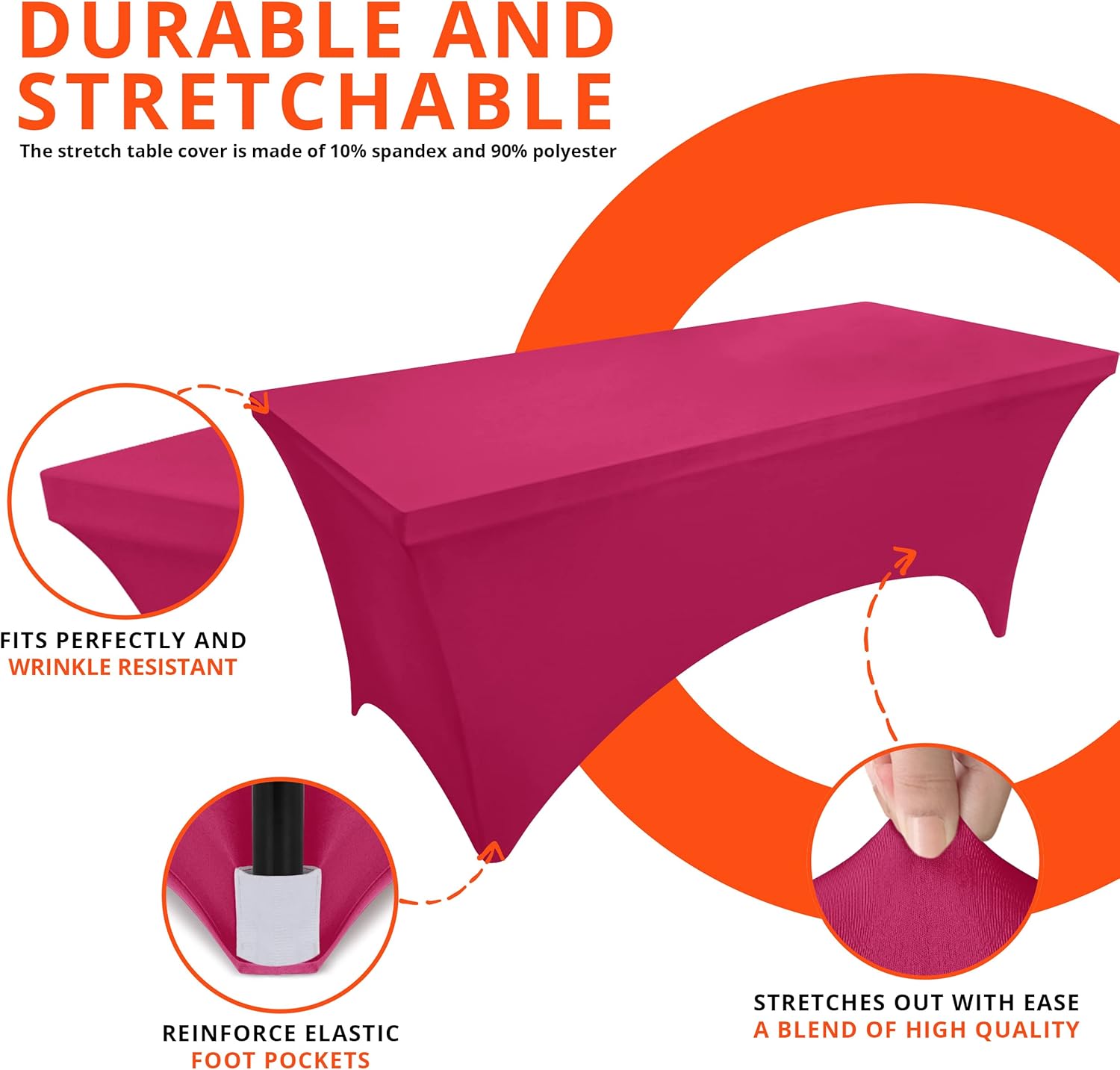 Utopia Kitchen - nappes élasthanne lot de 2 - 183x76x76cm - ajustées lavables et extensibles