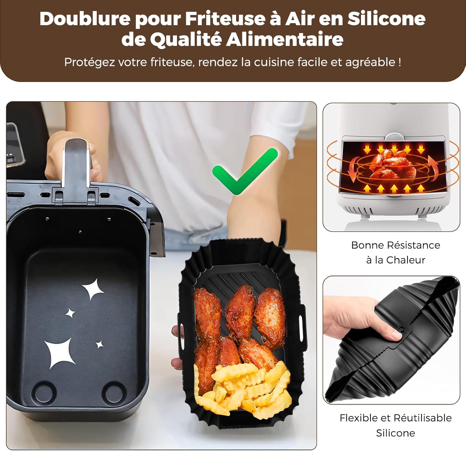 Moule silicone air fryer - compatible Ninja Double XL - réutilisable - lot de 2 - SL400EU