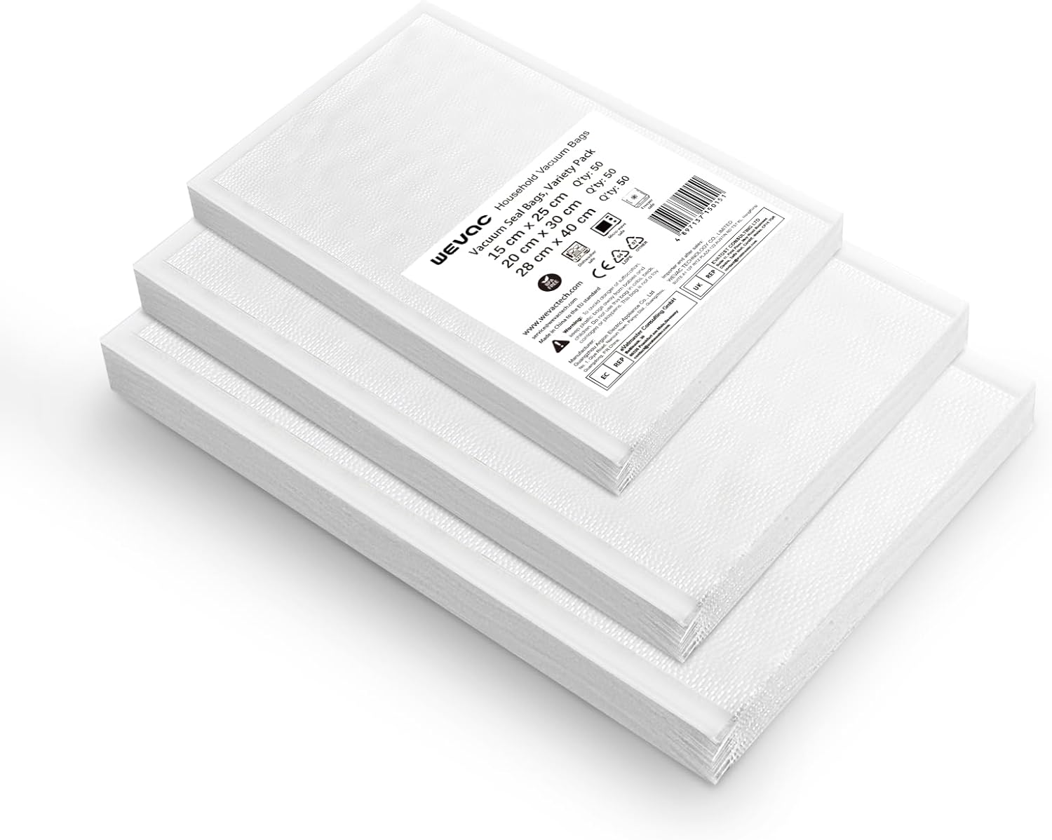 Wevac - Lite 150 - 15x25cm/20x30cm/28x40cm - sacs gaufrés sous vide sans BPA