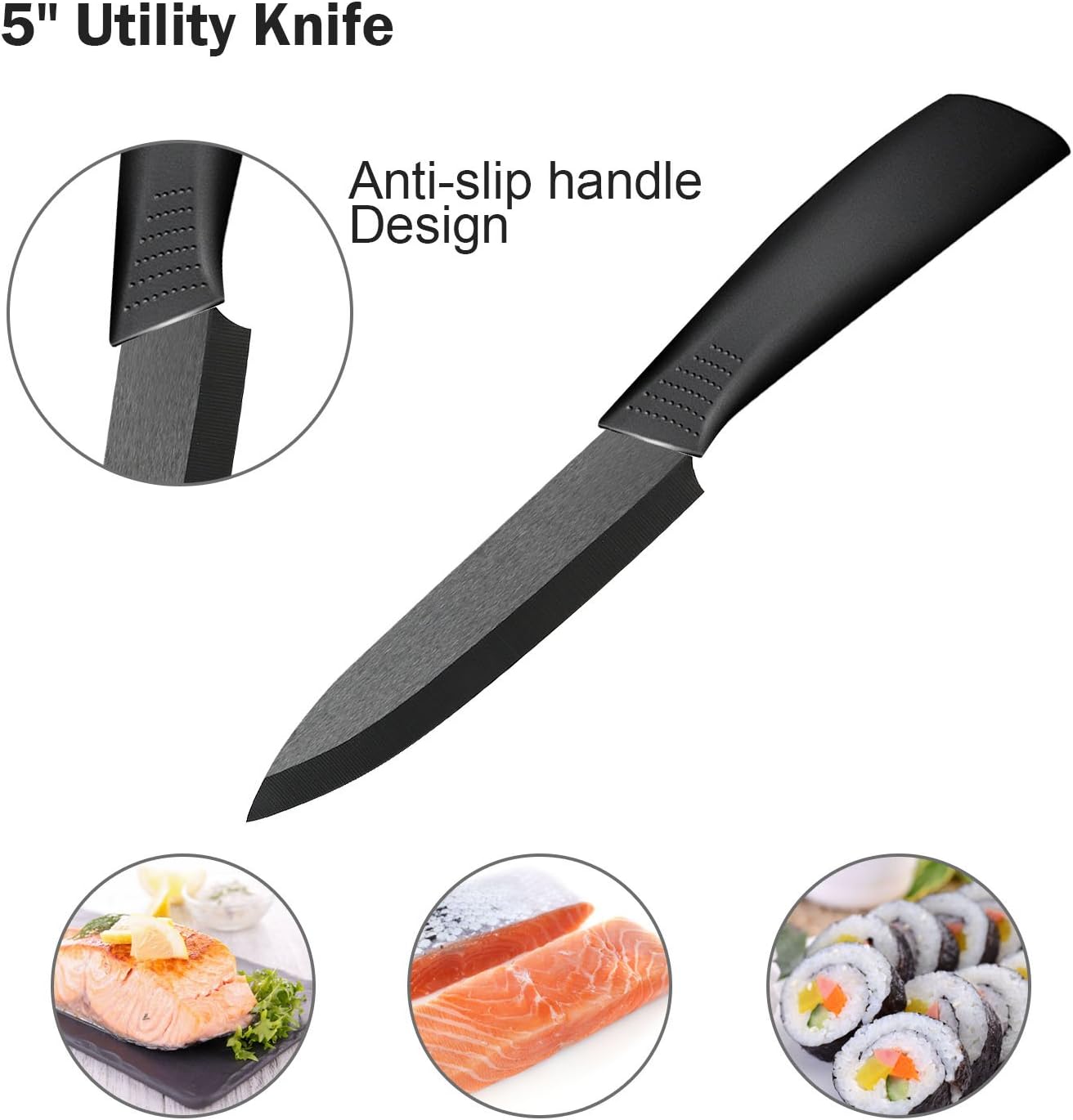 Ballery - Set de couteaux céramique 5 pièces avec éplucheur, lame 3