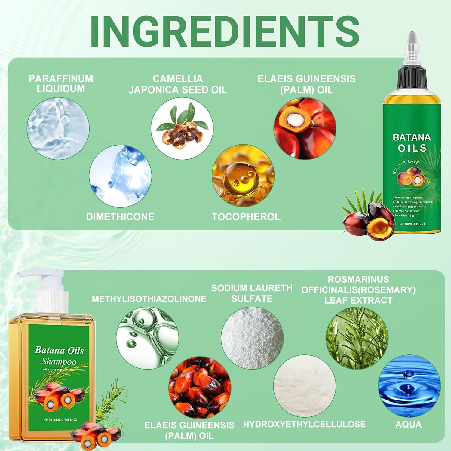 Shampoing à l'huile de Batana - set 2 pièces - hydratation, nutrition et réparation cheveux